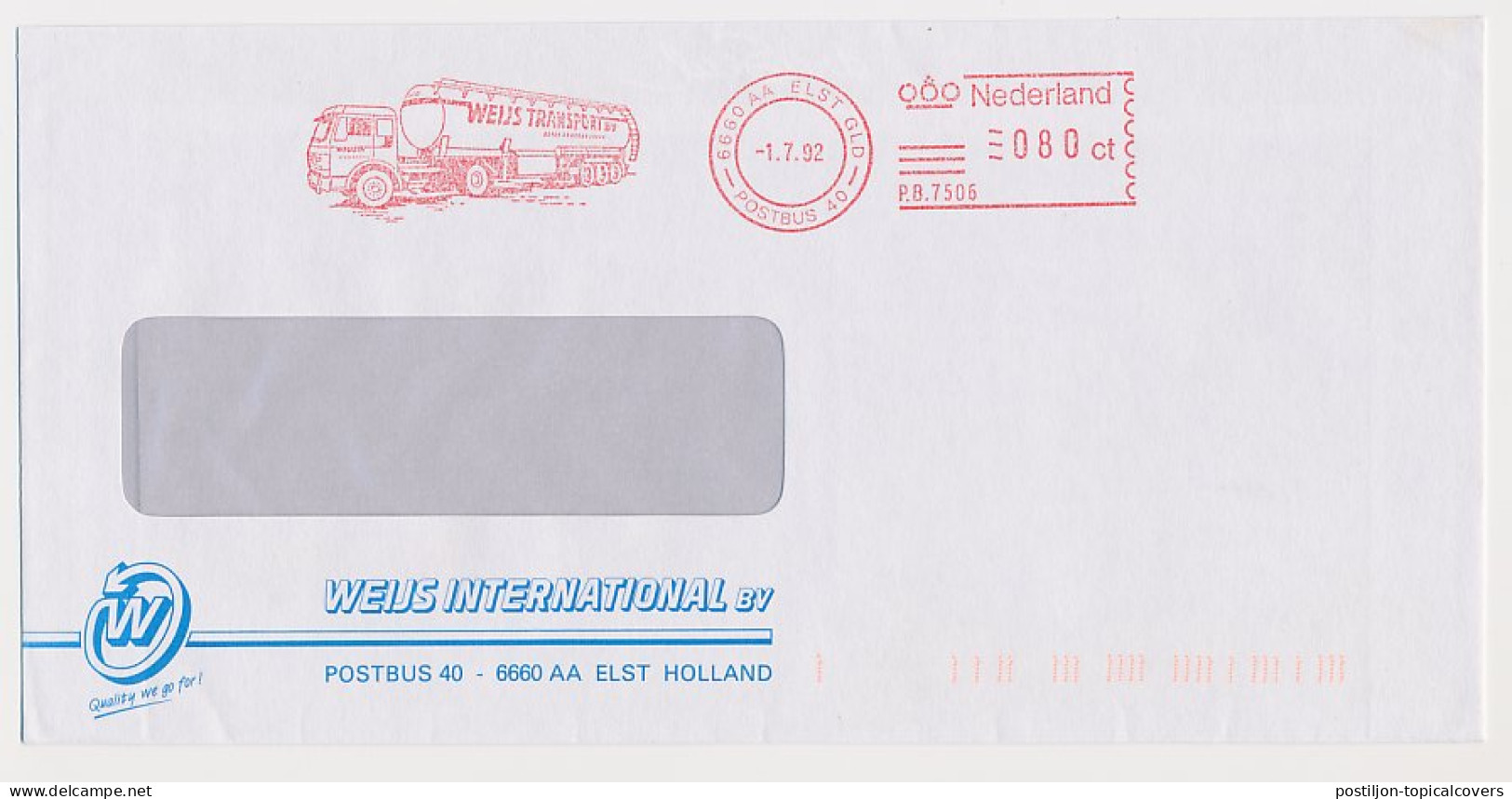 Meter Cover Netherlands 1992 Tank Truck - Elst - Vrachtwagens