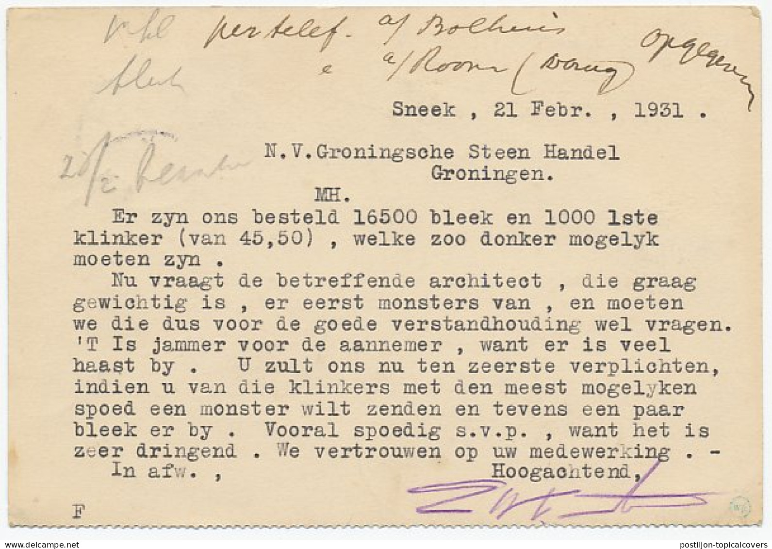 Em. Veth Expresse Sneek - Groningen 1931 - Unclassified