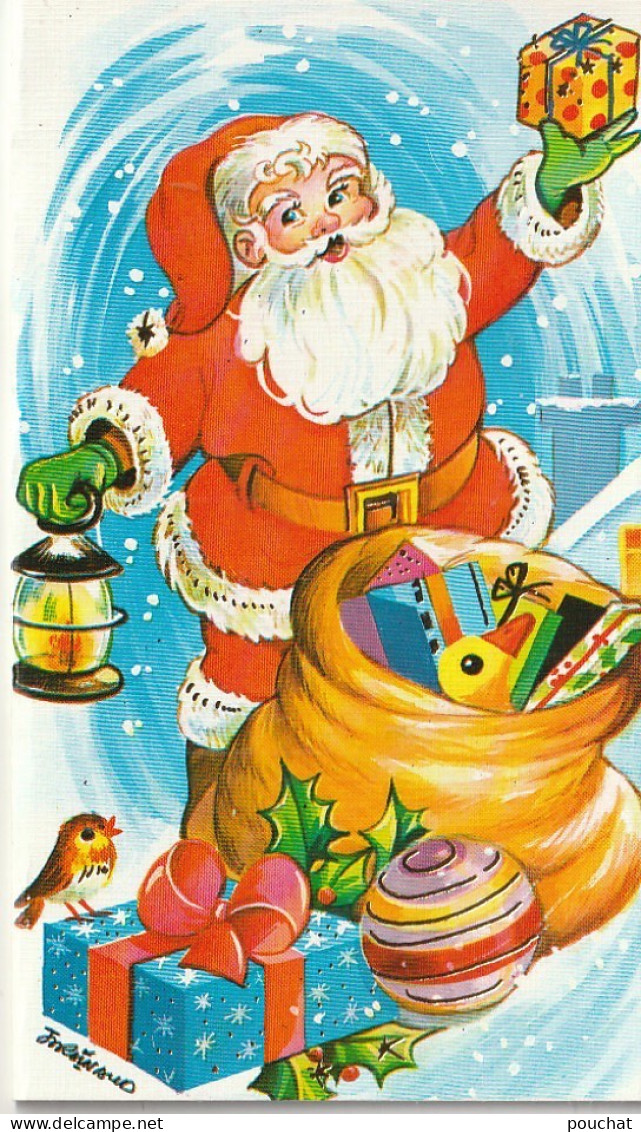 RE Nw3-  CARTE LIVRET  -  PERE NOEL AVEC HOTTE DE JOUETS - ILLUSTRATEUR RAINAUD - Kerstman