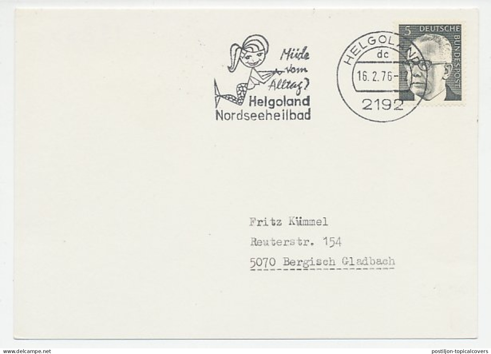 Card / Postmark Germany 1976 Mermaid - Mythology