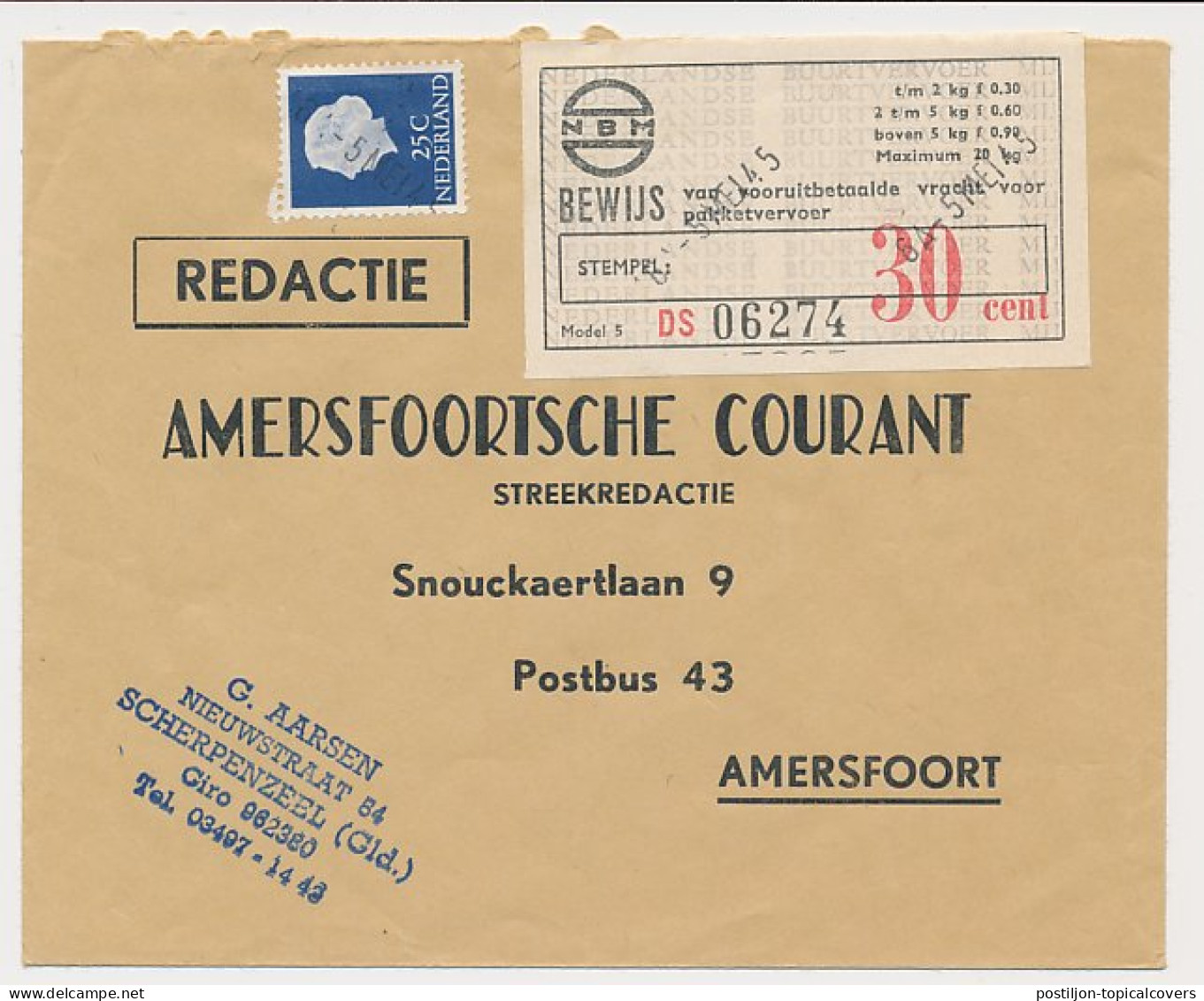 Scherpenzeel - Amersfoort - NBM Vrachtbewijs 30 Cent - Zonder Classificatie