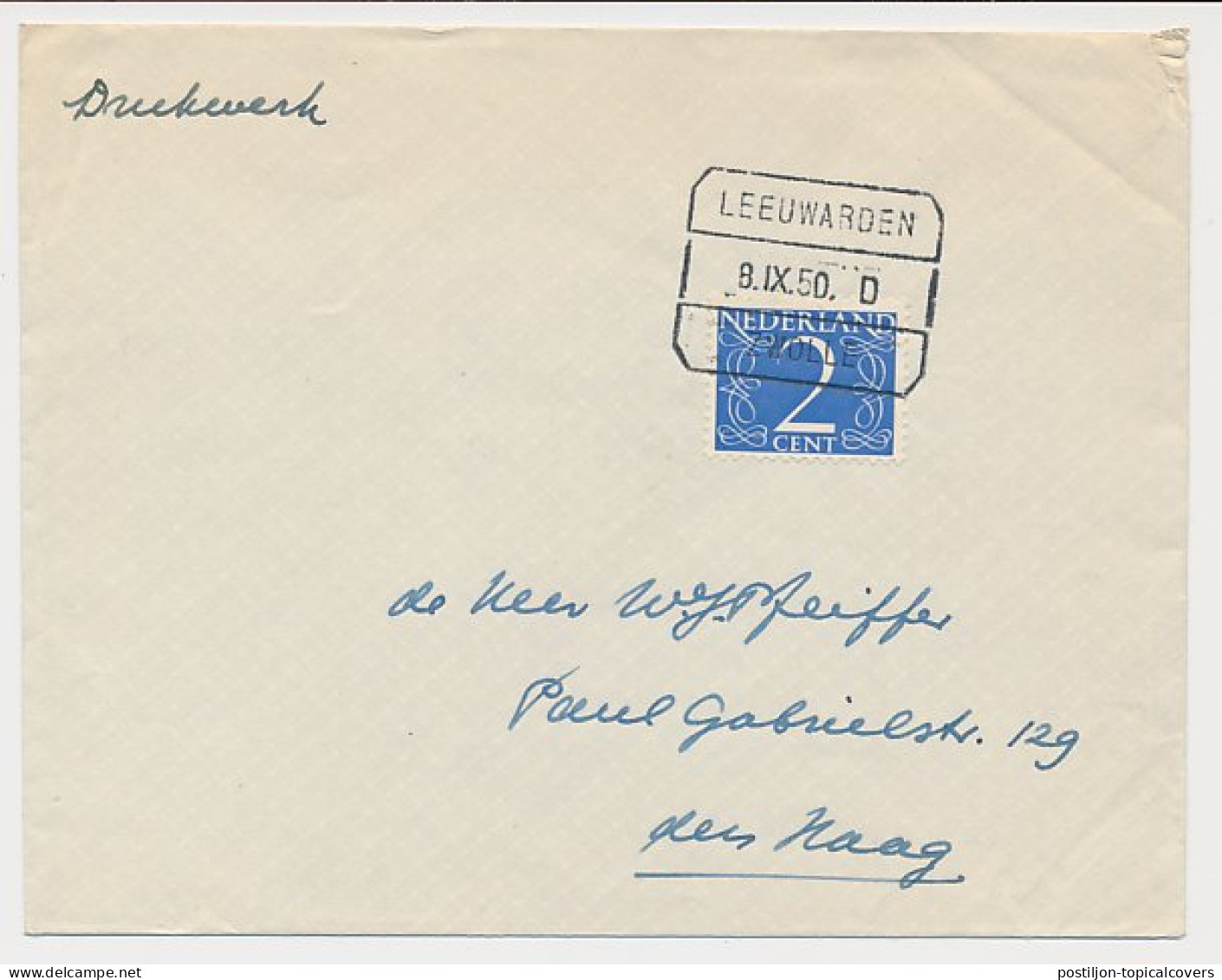 Treinblokstempel : Leeuwarden - Zwolle D 1950 - Unclassified