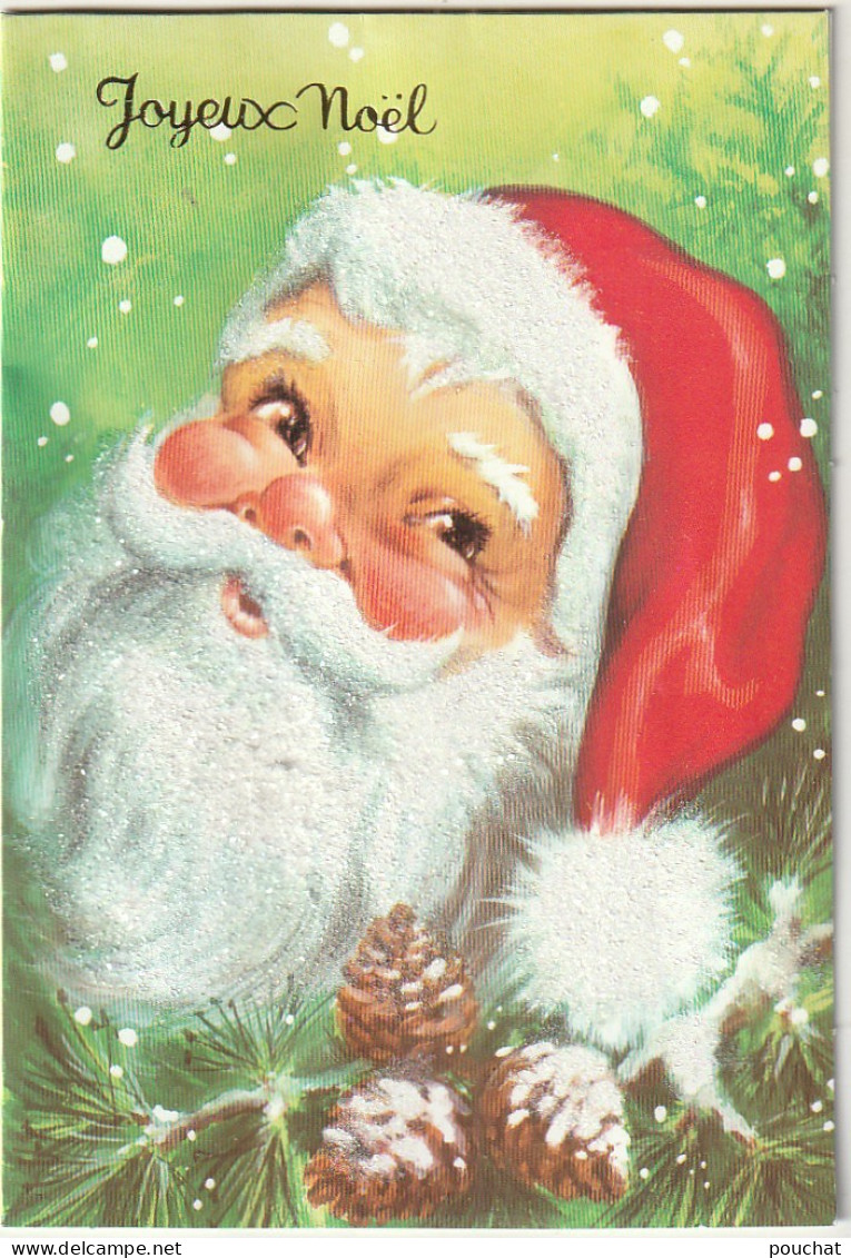 RE Nw3- " JOYEUX NOEL " - PERE NOEL , FORET ET ANIMAUX - CARTE SYSTEME POP UP , ENVELOPPE ET CELLOPHANE - ILLUSTRATEUR - Santa Claus