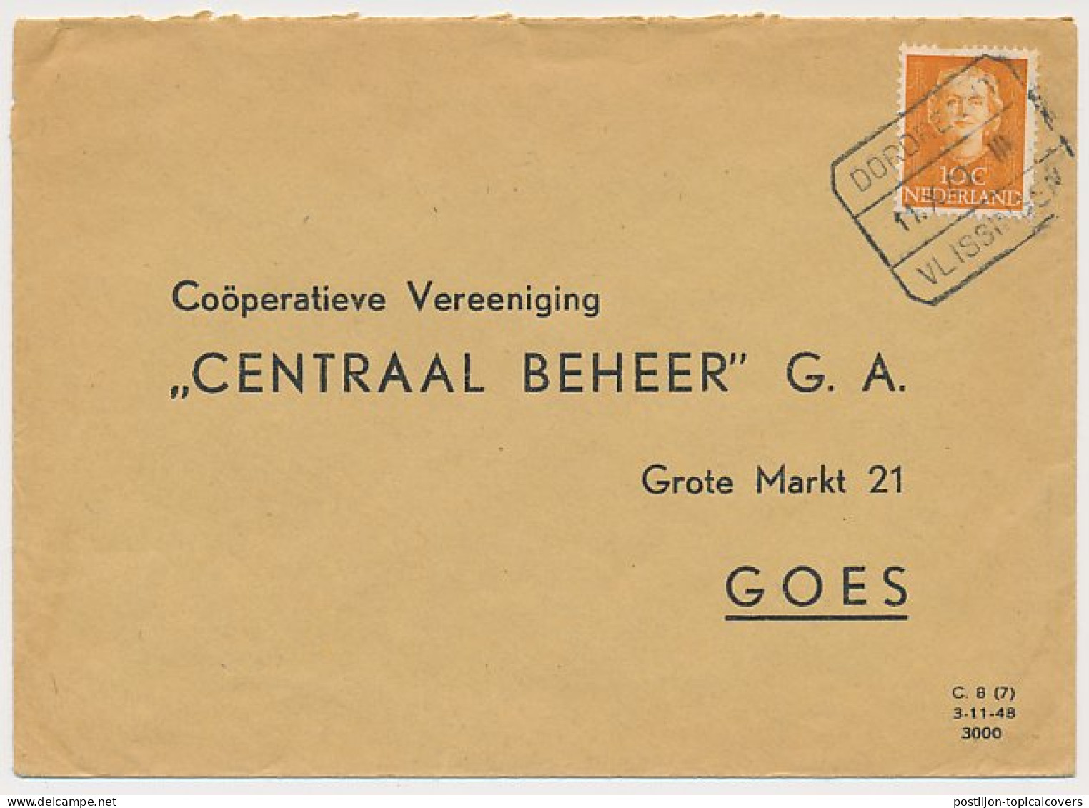 Treinblokstempel : Dordrecht - Vlissingen III 1949 - Ohne Zuordnung