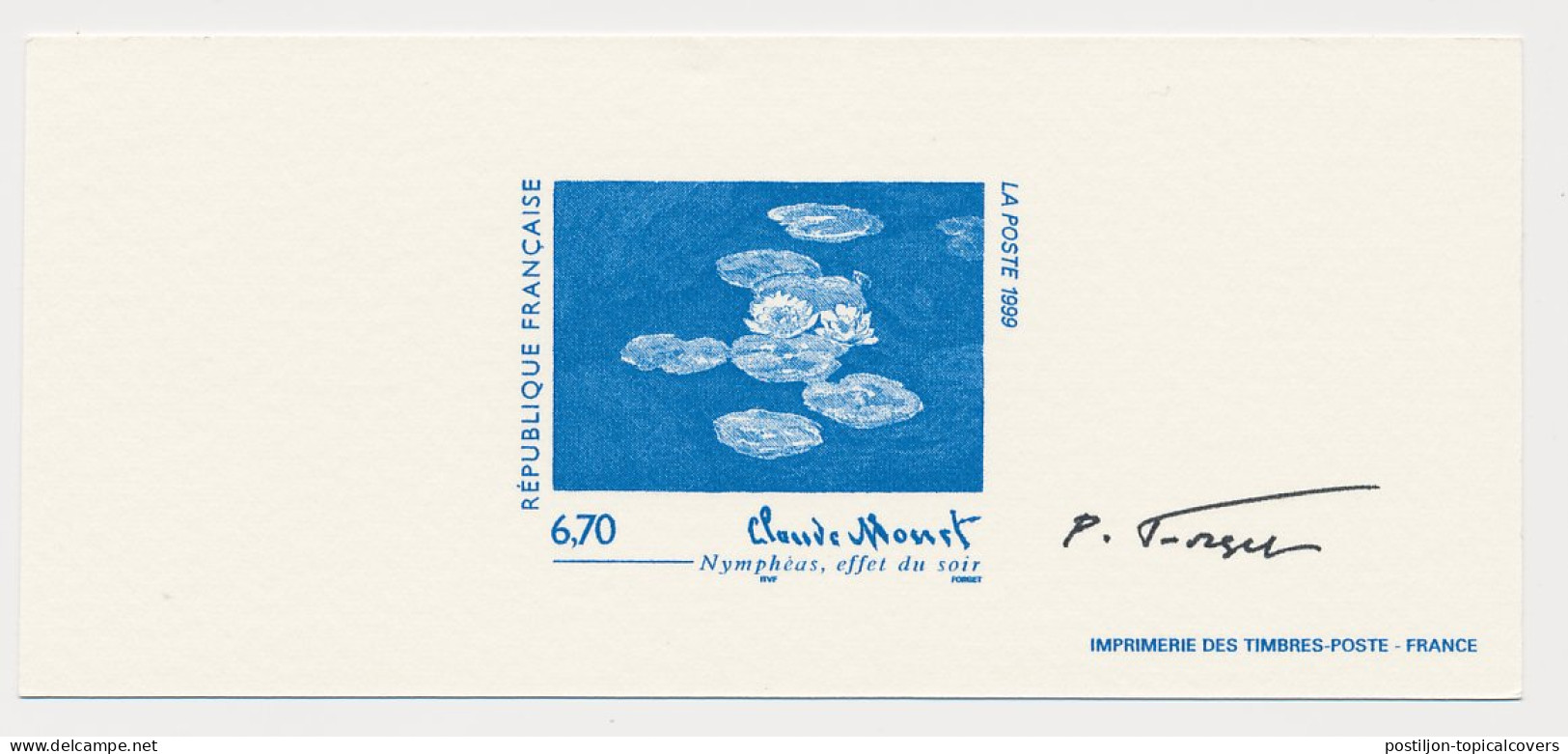 France 1999 - Epreuve / Proof Signed By Engraver Claude Monet - Painter - Altri & Non Classificati
