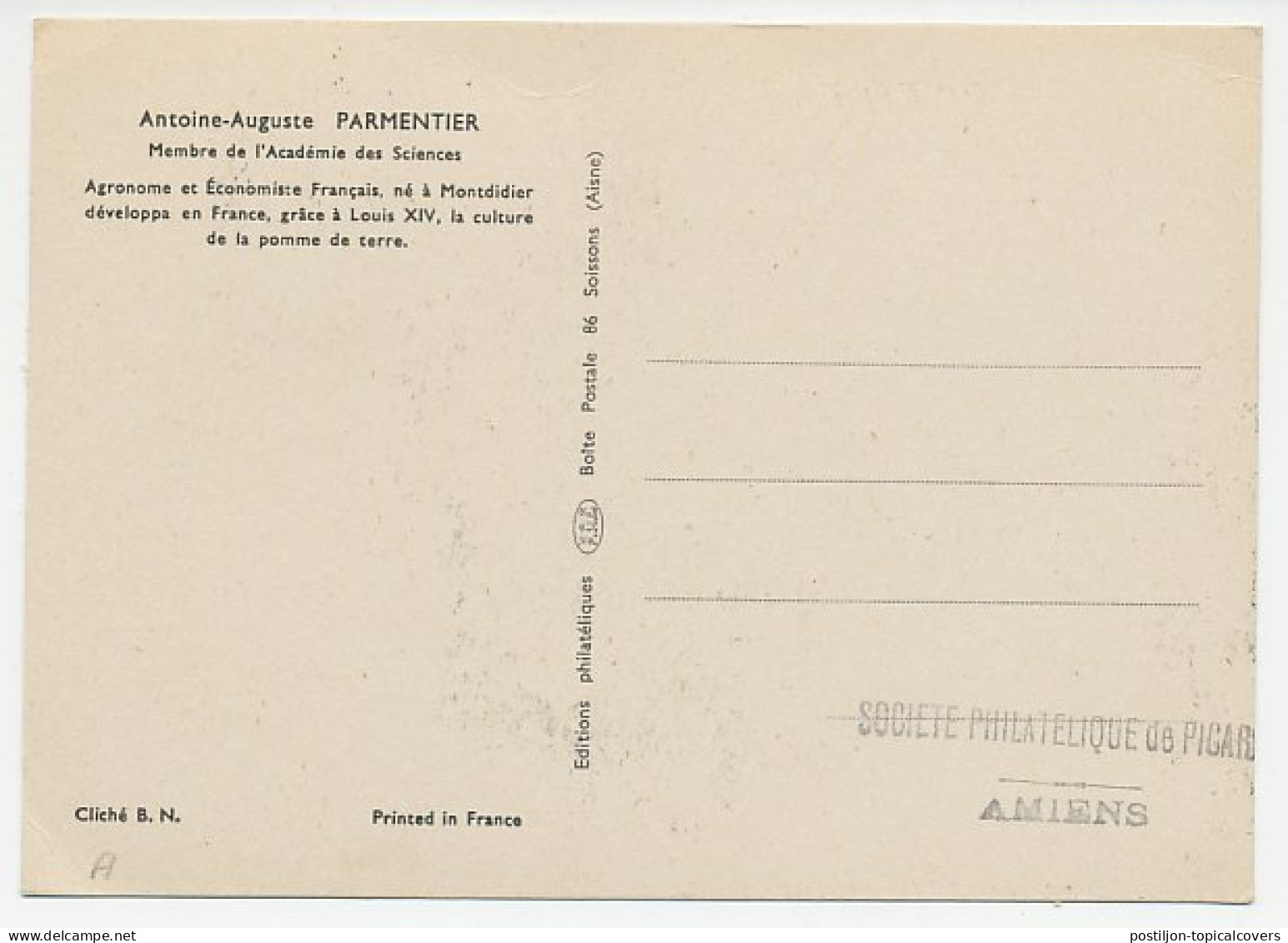 Maximum Card France 1956 Antoine Augustin Parmentier - Pharmacist - Pharmacie