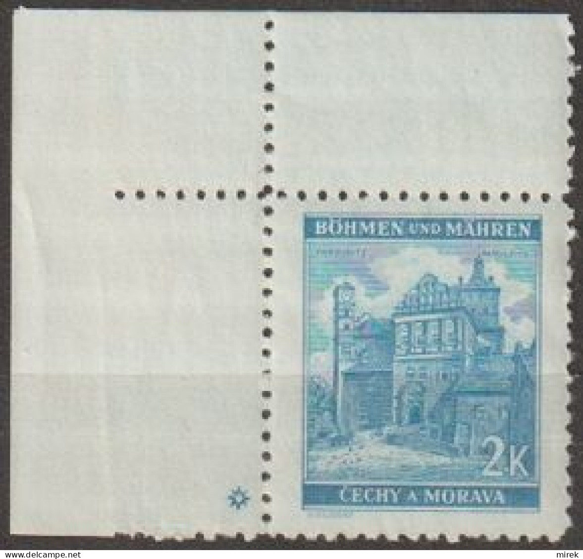 083/ Pof. 59, Green Blue; Corner Stamp, Plate Mark * - Ungebraucht