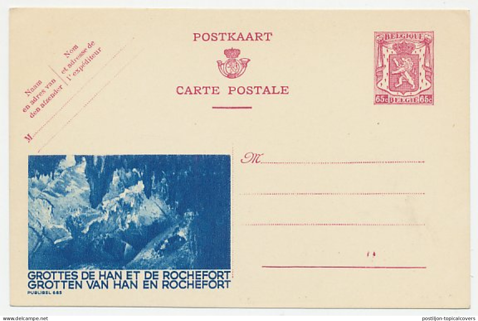 Publibel - Postal Stationery Belgium 1946 Caves - Han And Rochefort - Altri & Non Classificati