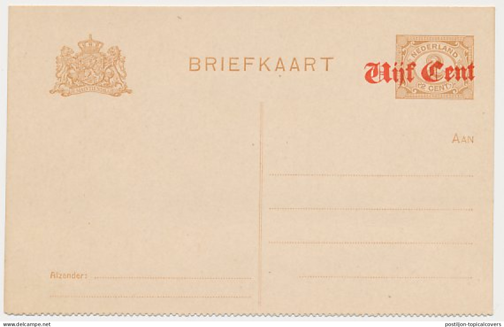 Briefkaart G. 107 B I - Bovenzijde Ongetand - Postal Stationery
