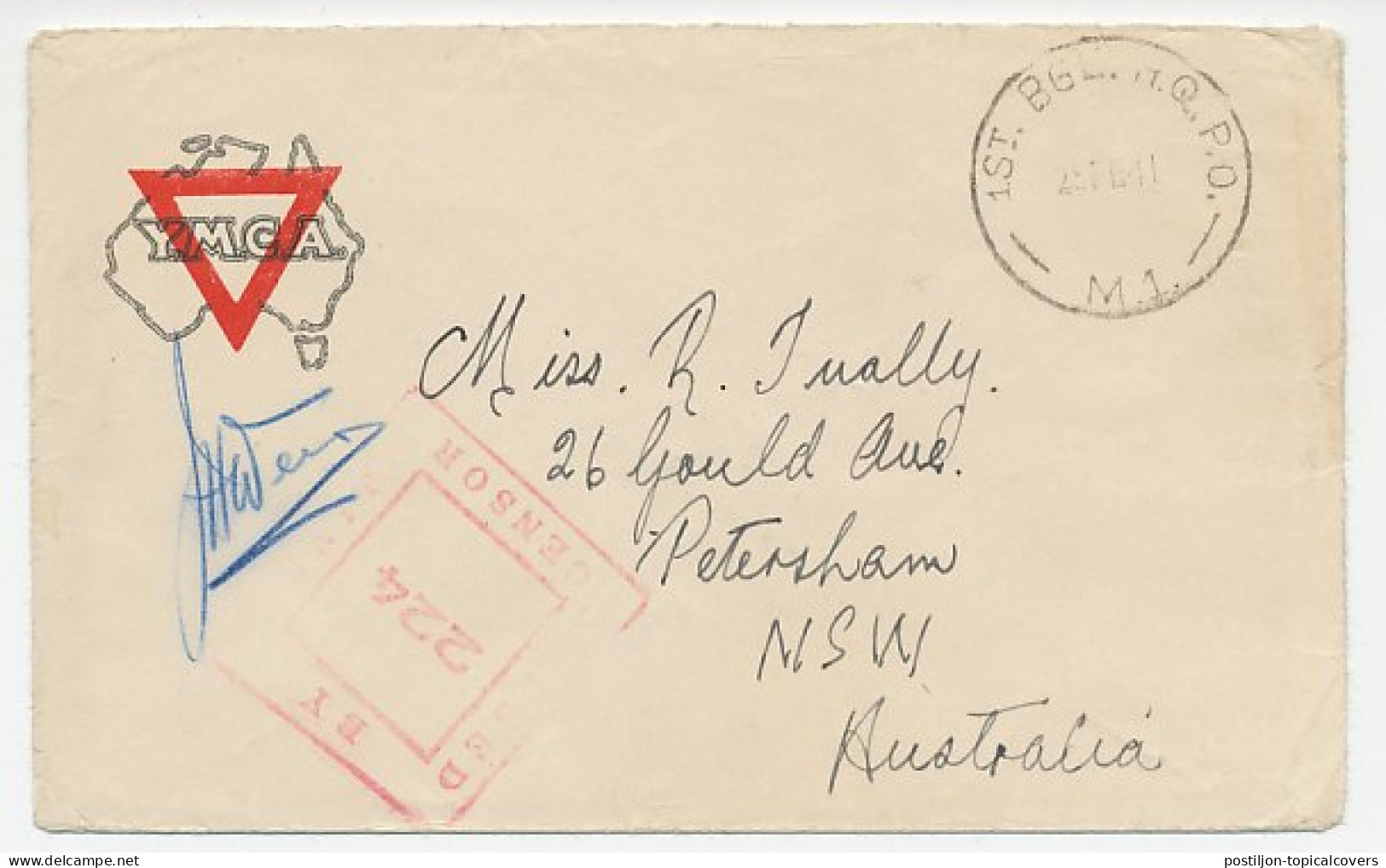 Illustrated Censored Cover Australia 1941 YMCA - Other & Unclassified