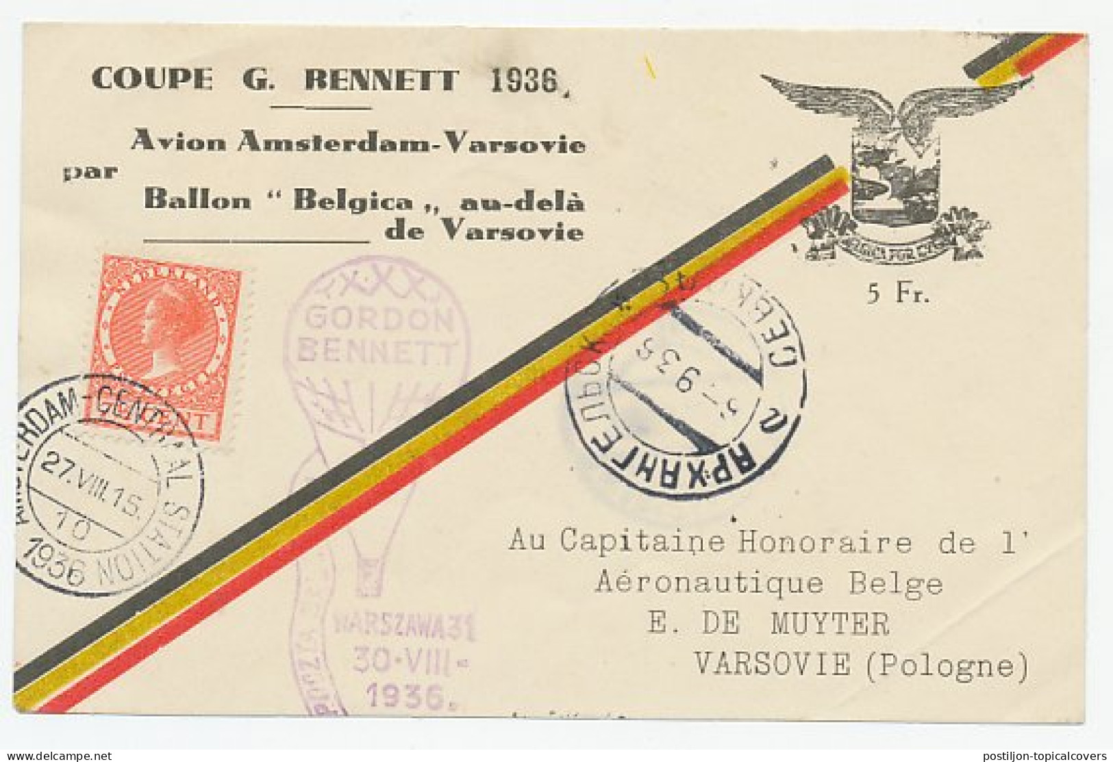 Em. Veth Amsterdam - Polen 1936 - Ballon Gordon Bennett - Zonder Classificatie