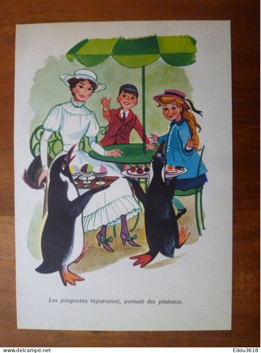 Lot 4 Dessin Illustration En Couleur De Jean Reschofsky (1905-1998) Mary Poppins - Andere & Zonder Classificatie