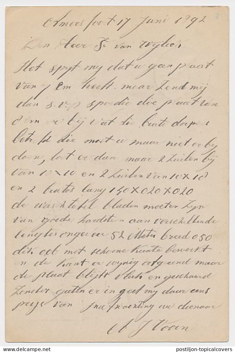 Trein Kleinrondstempel Utrecht - Zwolle E 1892 - Lettres & Documents