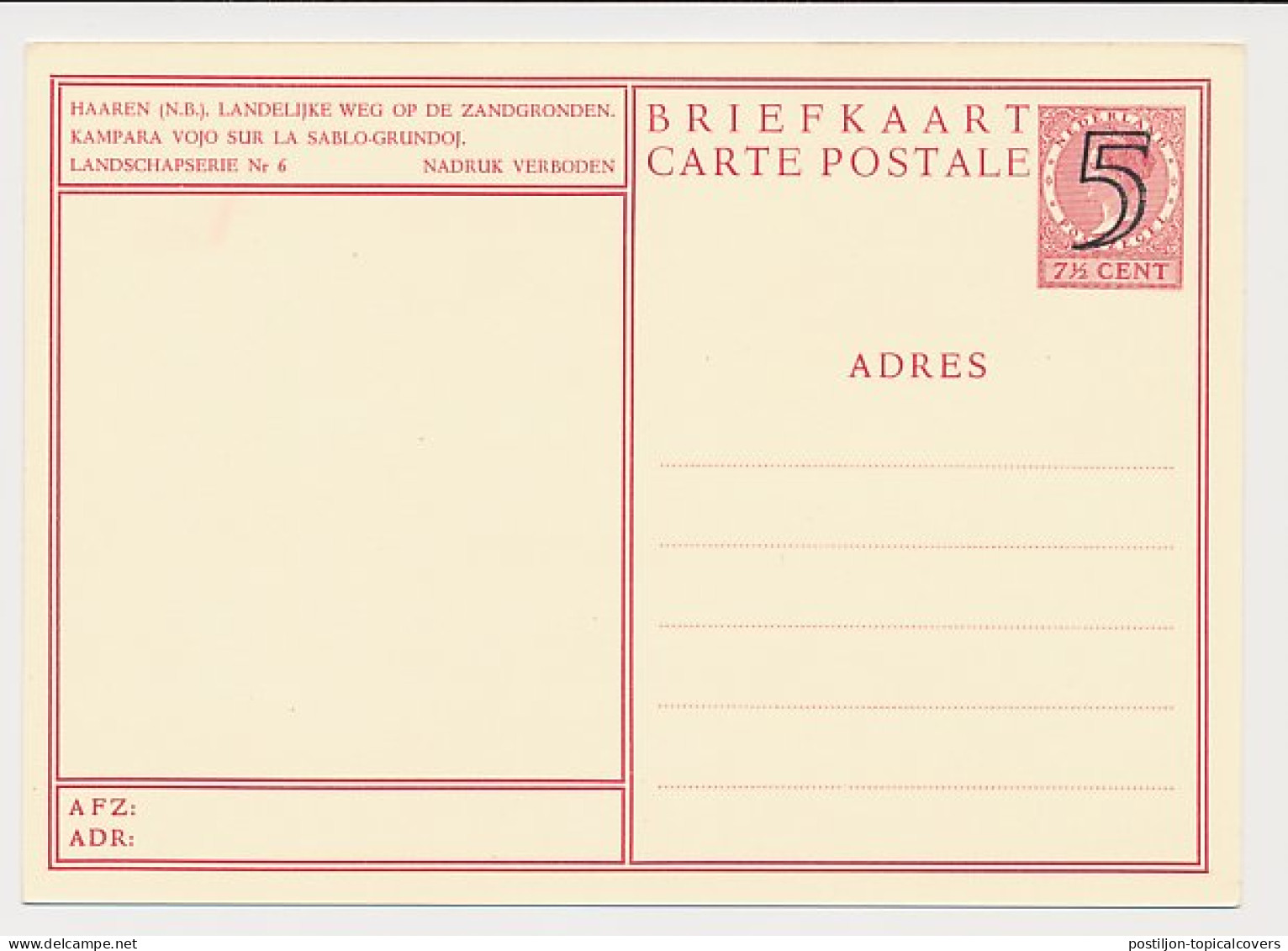 Briefkaart G. 287 F - Haaren - Postwaardestukken