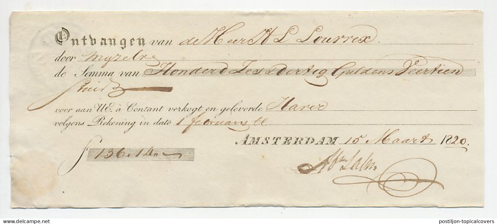 Fiscaal / Revenue - 2 1/2 ST. NOORD HOLLAND - 1820 - Revenue Stamps