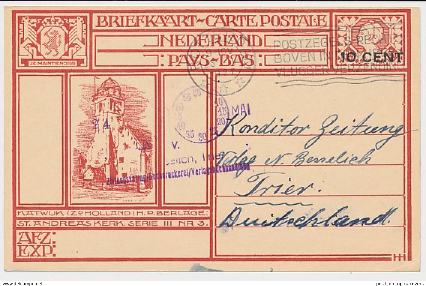 Briefkaart G. 214 F ( Katwijk ) Rotterdam - Duitsland 1927 - Postwaardestukken