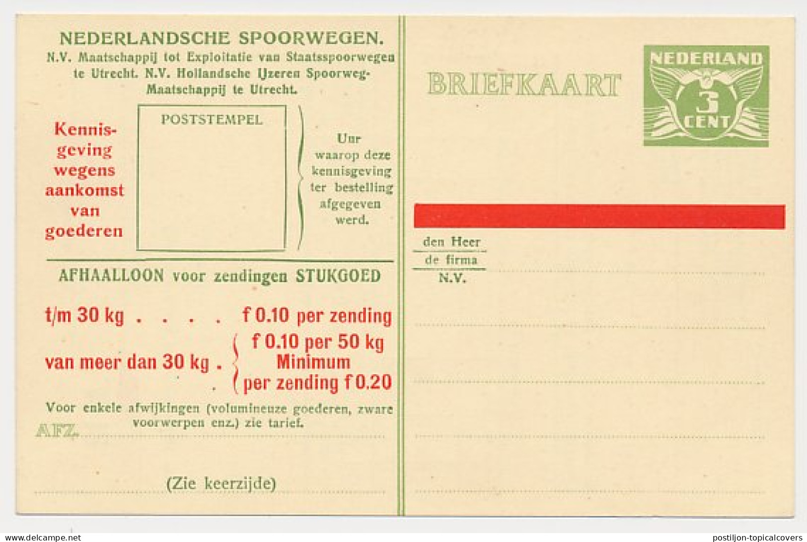Spoorwegbriefkaart G. NS228 K - Ganzsachen