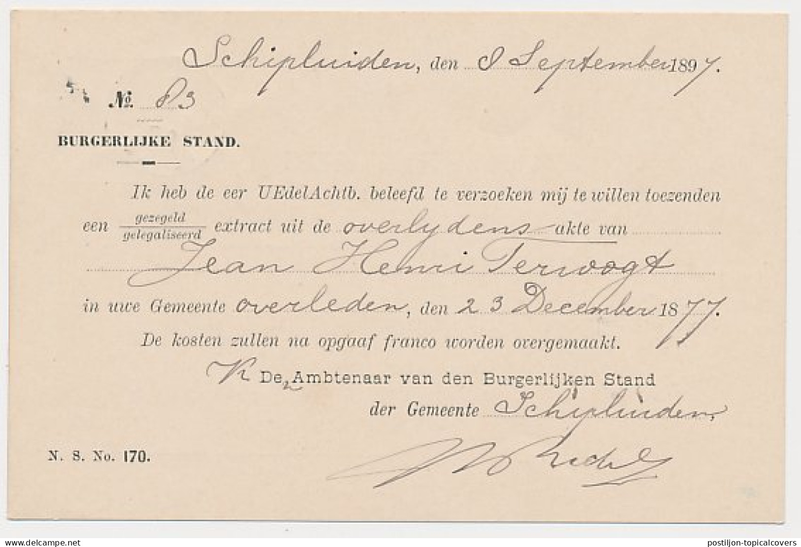 Kleinrondstempel Schipluiden 1897 - Zonder Classificatie