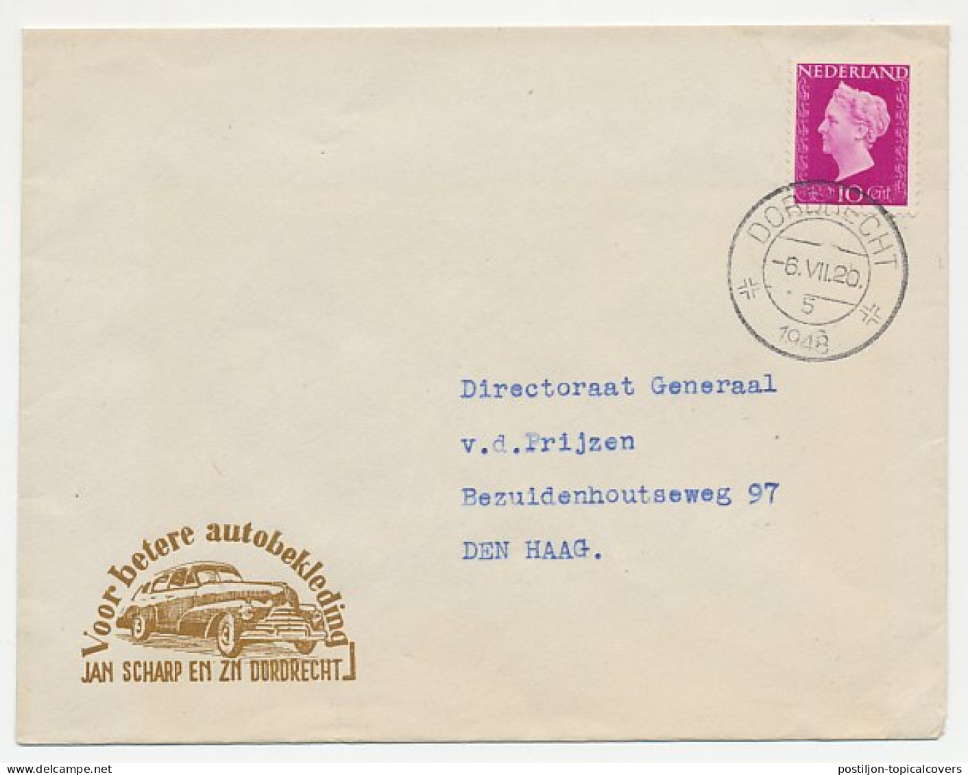 Firma Envelop + Sluitzegel Dordrecht 1948 - Auto / Handel - Zonder Classificatie
