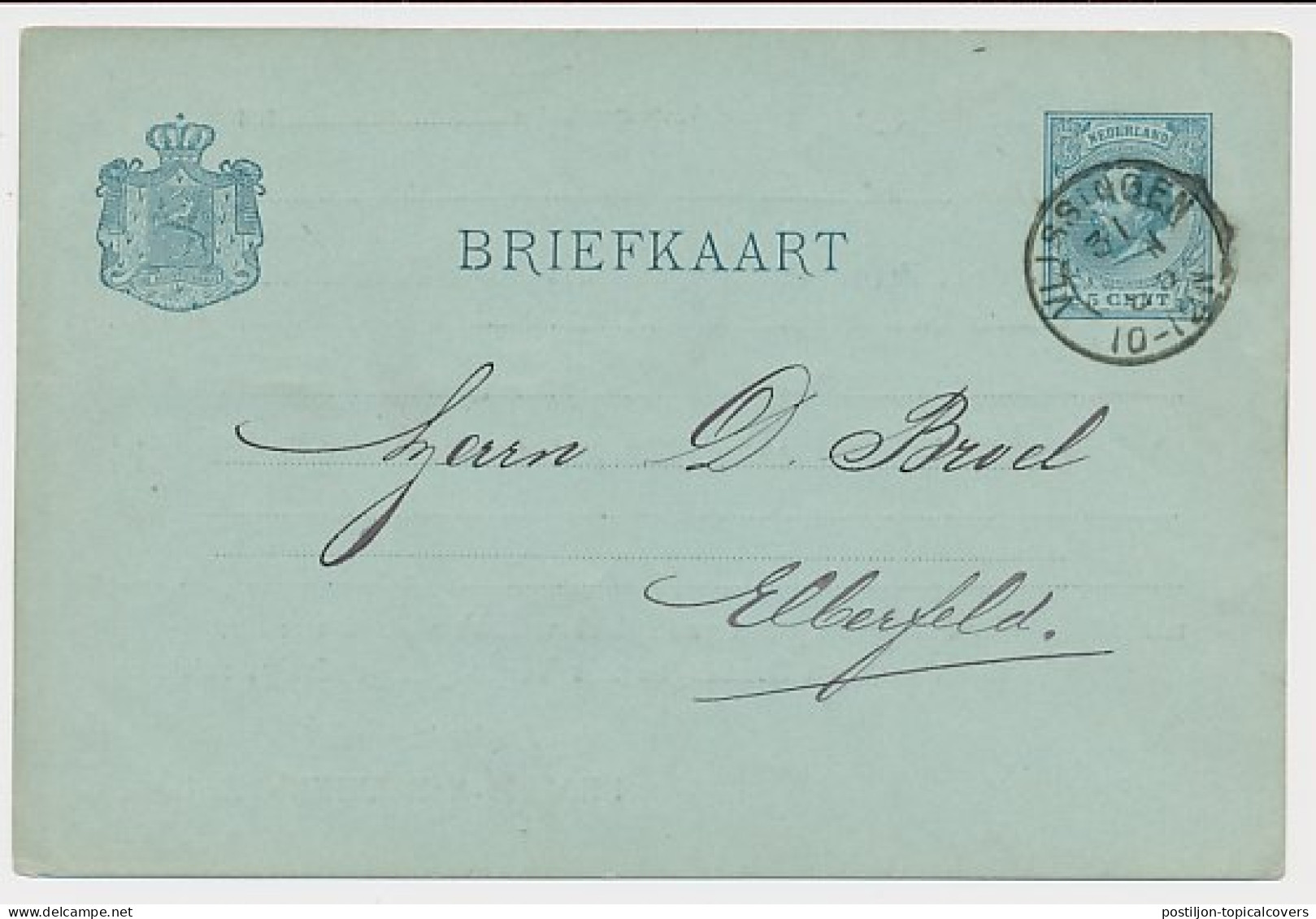 Briefkaart G. 25 Particulier Bedrukt Vlissingen - Duitsland 1885 - Postwaardestukken