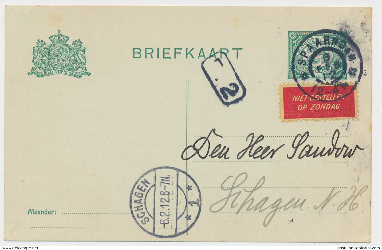 Grootrondstempel Spaarndam 1912 - Zonder Classificatie