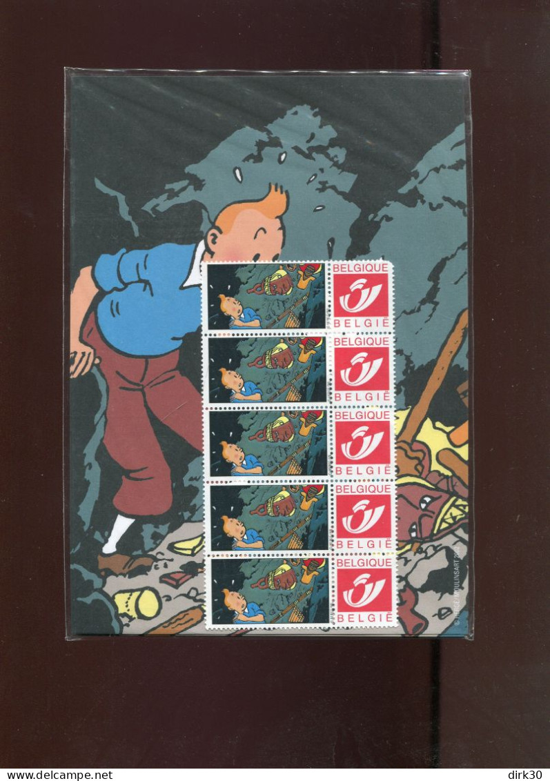 Belgie 3181 Gepersonaliseerde Zegel MNH Duostamps BD COMICS STRIPS TINTIN Strip Of 5 HERGE (one Stamp Corner Missing) - Postfris