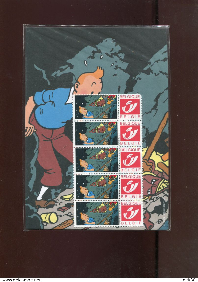 Belgie 3181 Gepersonaliseerde Zegel MNH Duostamps BD COMICS STRIPS TINTIN Strip Of 5 HERGE (one Stamp Corner Missing) - Ungebraucht