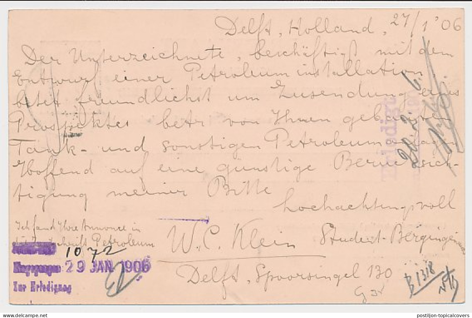 Briefkaart G. 65 Delft - Braunschweig Duitsland 1906 - Postal Stationery