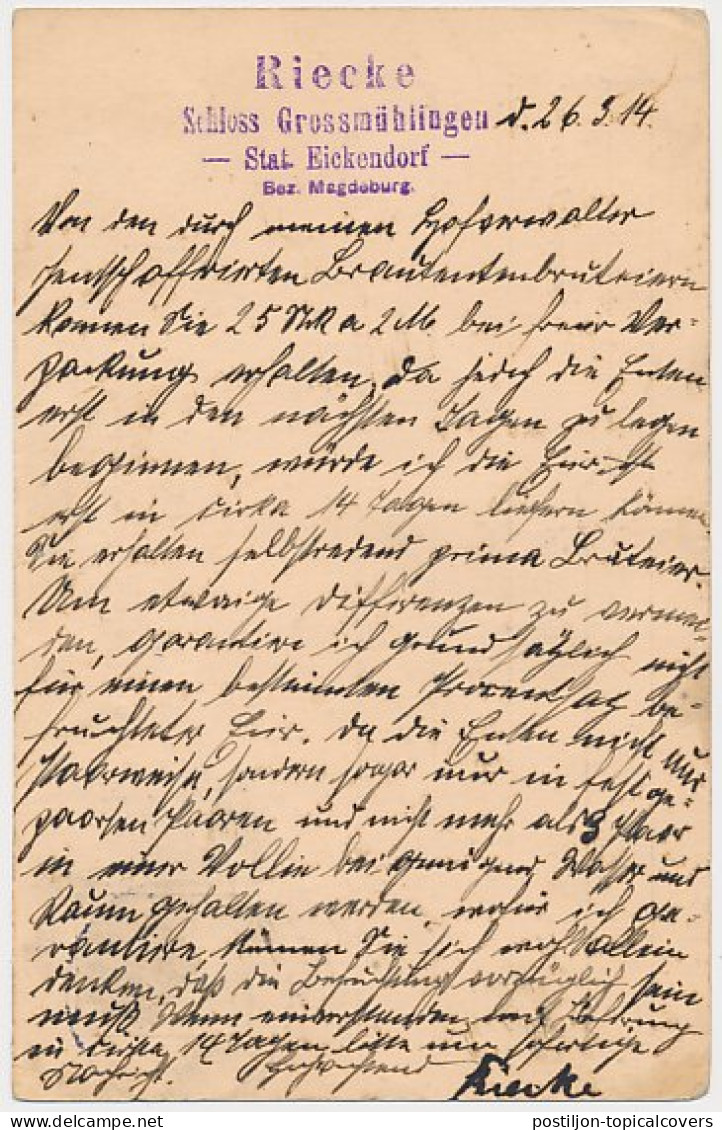 Briefkrt.G. 85 II A-krt. Grossmuhlingen Duitsland - Utrecht 1914 - Postal Stationery