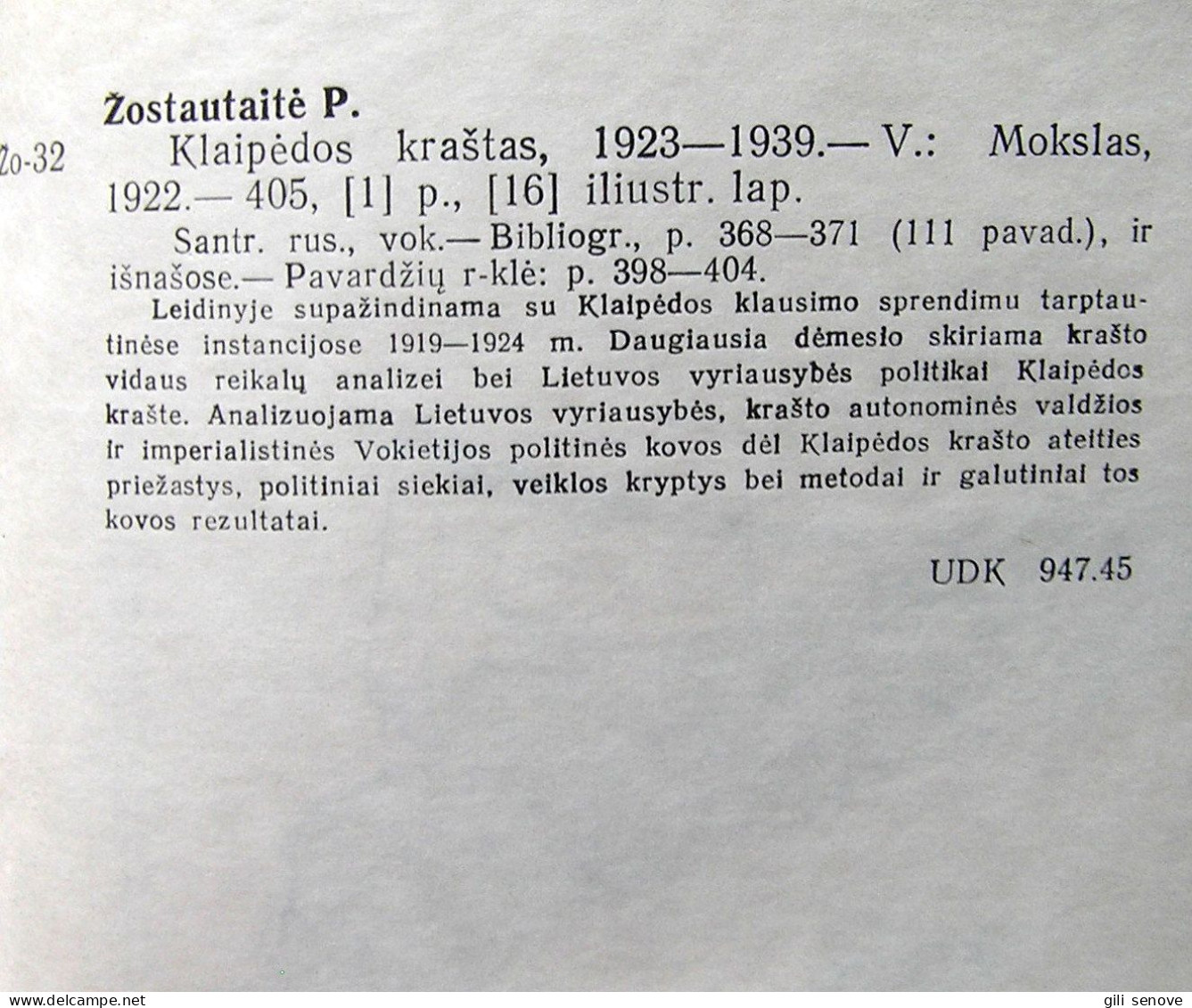 Lithuanian Book / Klaipėdos Kraštas: 1923-1939 By Žostautaitė 1992 - Cultural