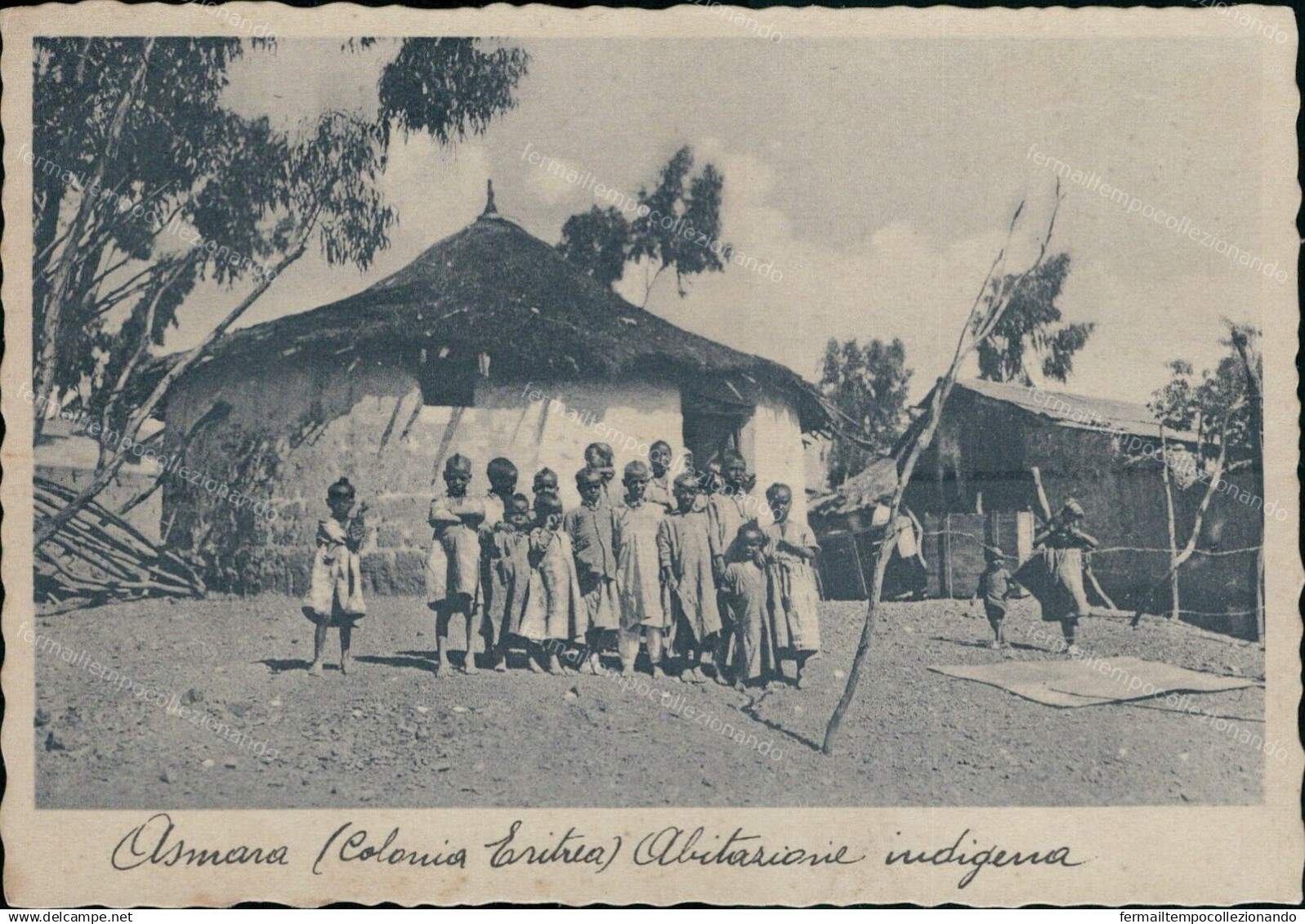 Z772  Cartolina Coloniale Colonia Eritrea Asmara Abitazione Indigena - Sonstige & Ohne Zuordnung