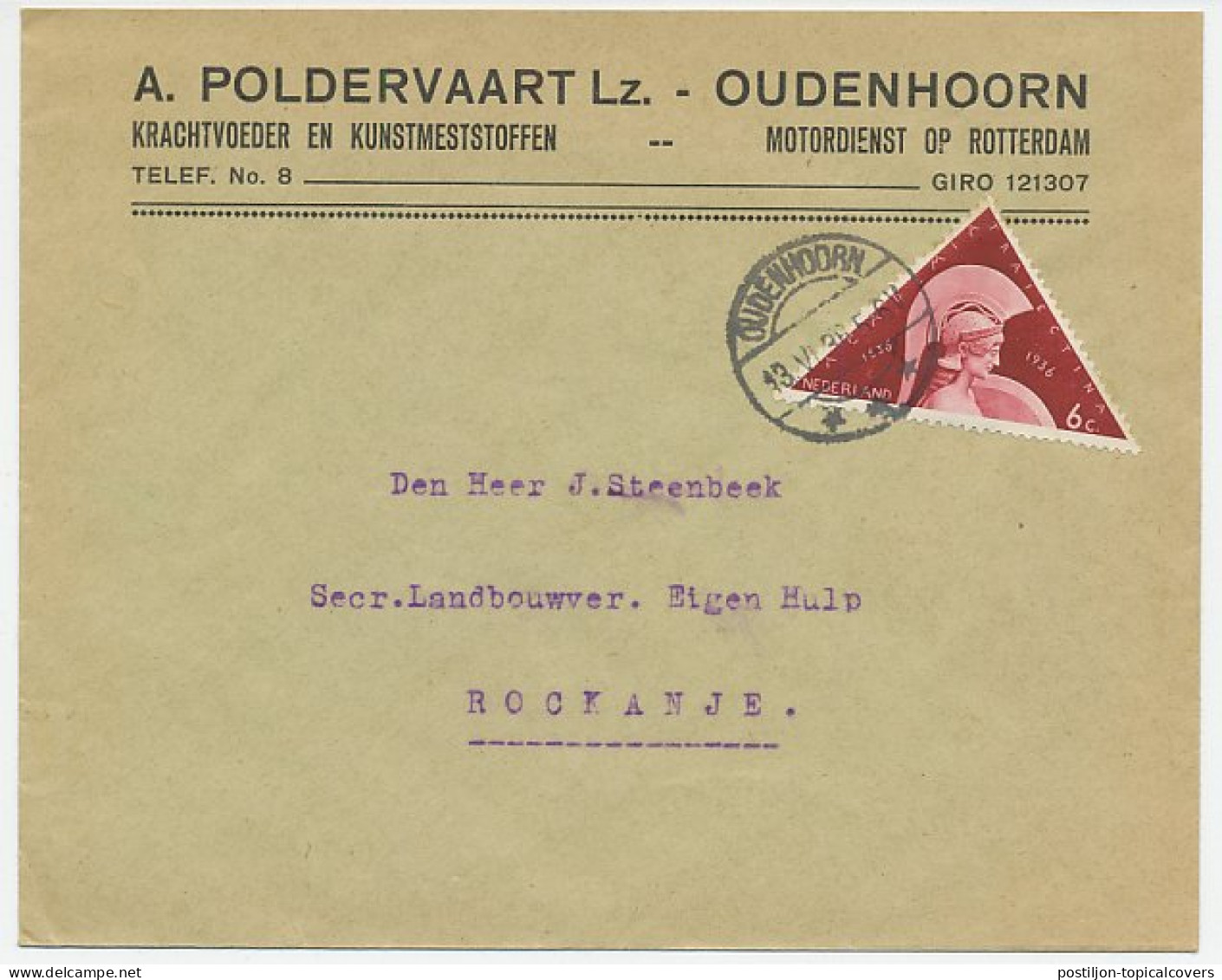 Firma Envelop Oudenhoorn 1936 - Motordienst / Voeder / Kunstmest - Unclassified