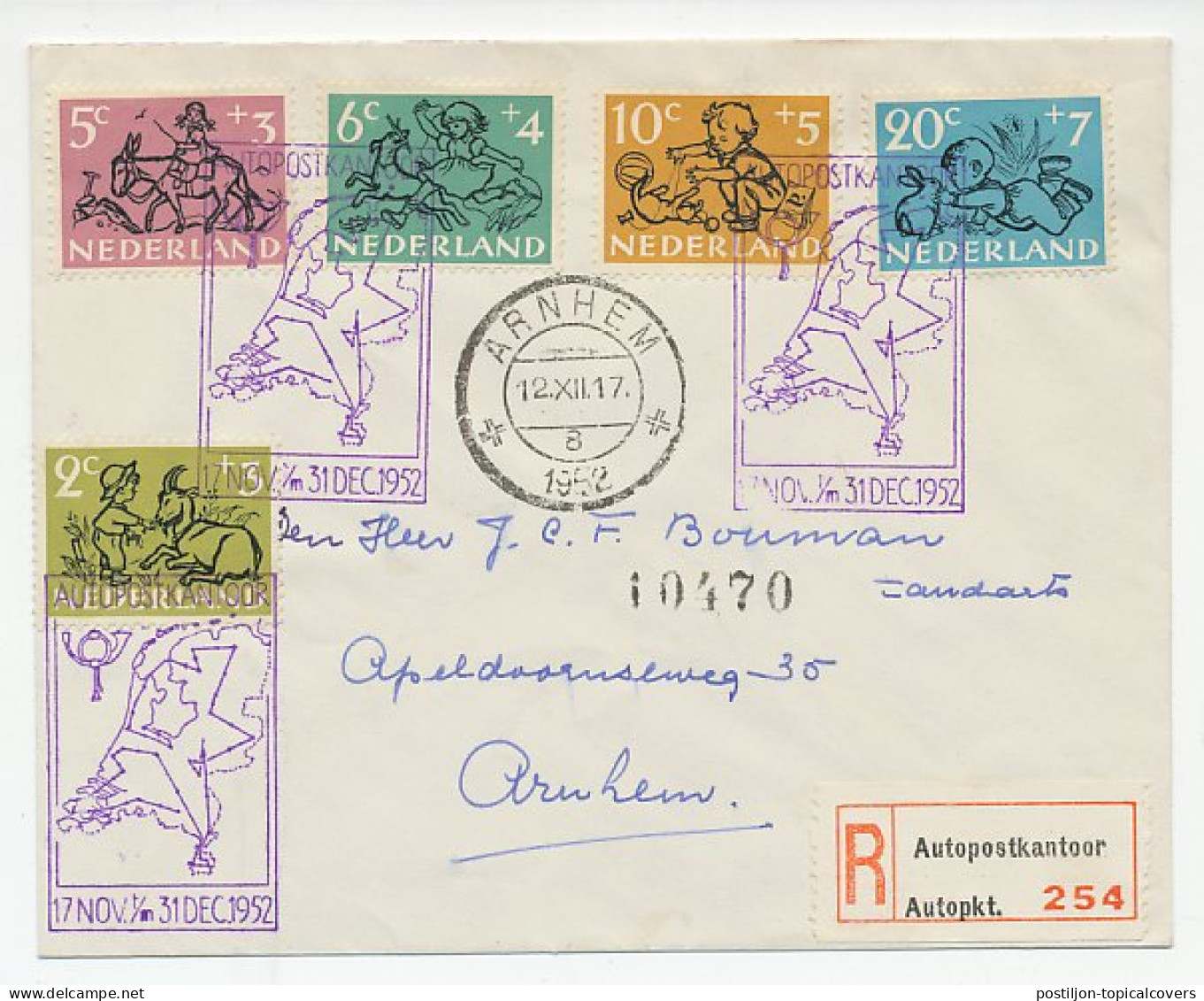 Arnhem 1952 - Aangetekend Autopostkantoor - Vd. Wart 425 - Unclassified