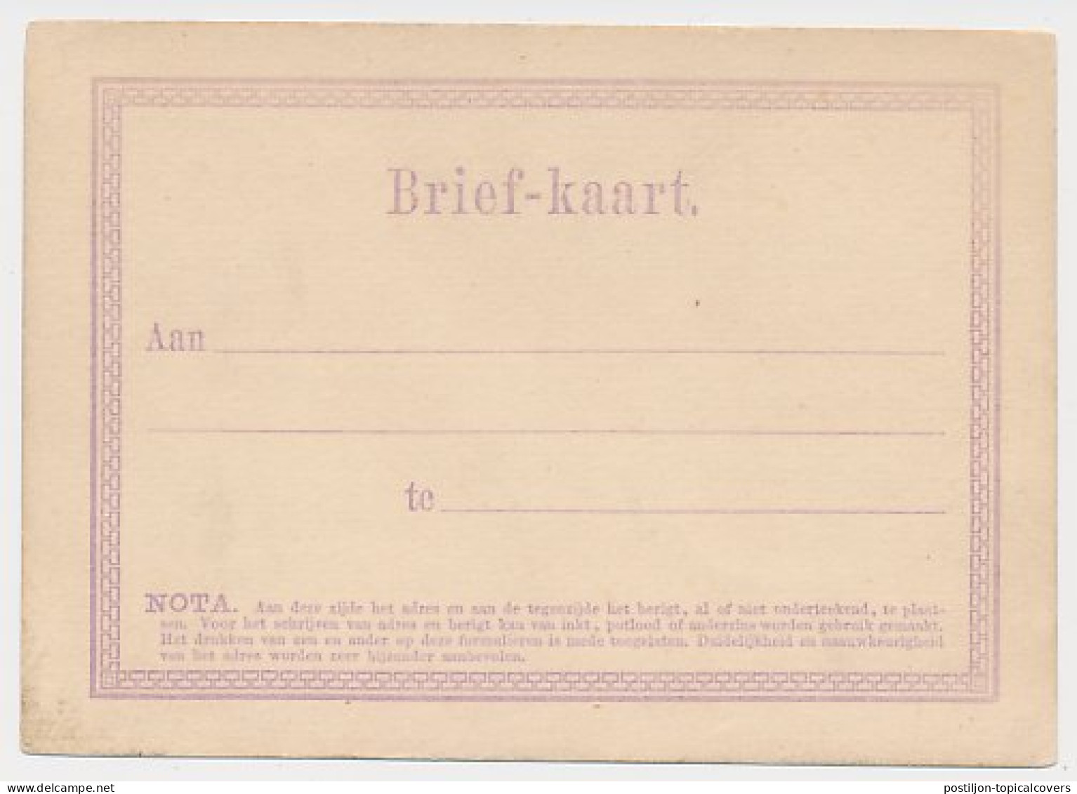 Briefkaartformulier G. I - Postwaardestukken