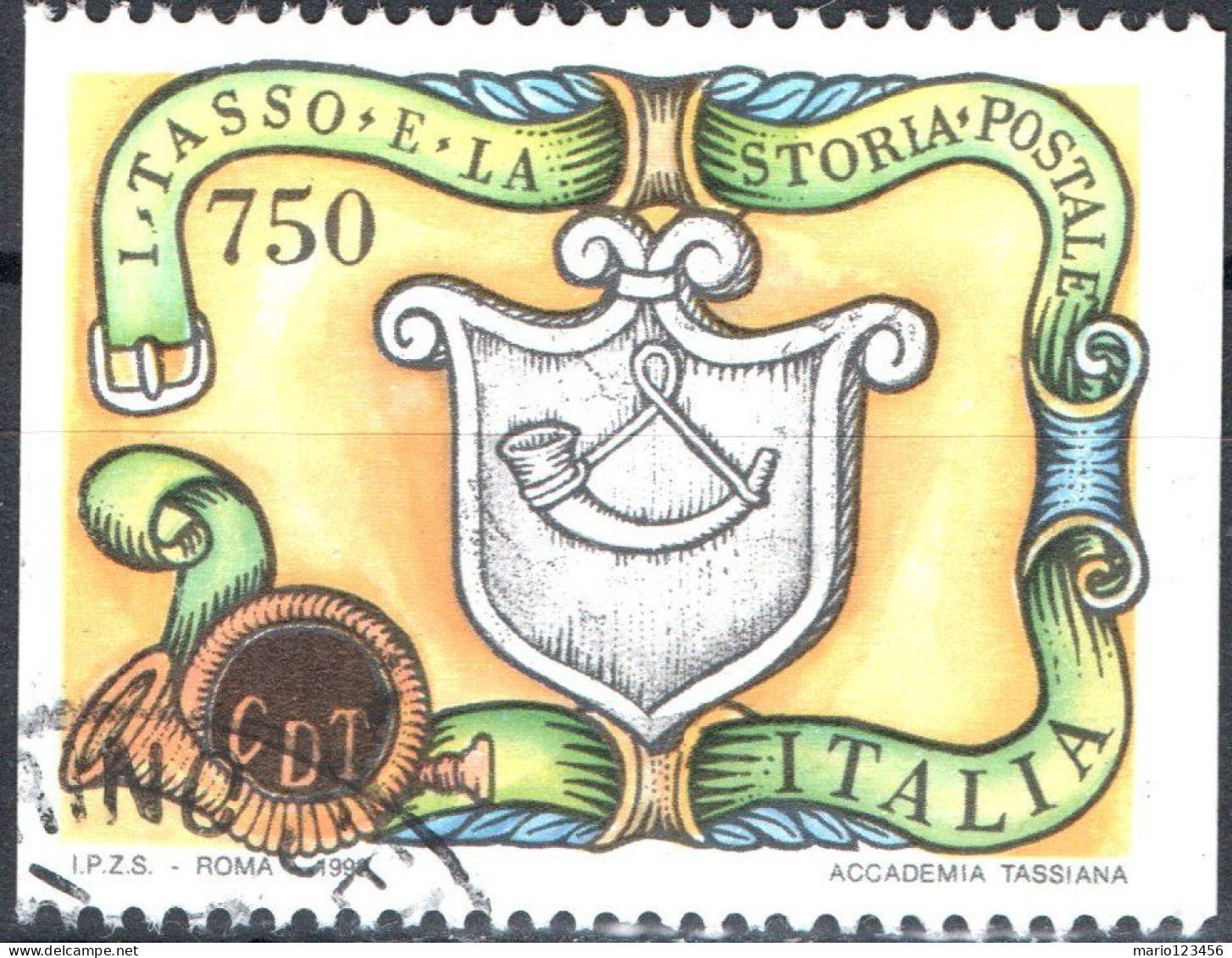 ITALIA, ITALY, I TASSO E STORIA POSTALE, 1993, USATI Scott:IT 1952a, Yt:IT 20335a (0,60) - 1991-00: Gebraucht