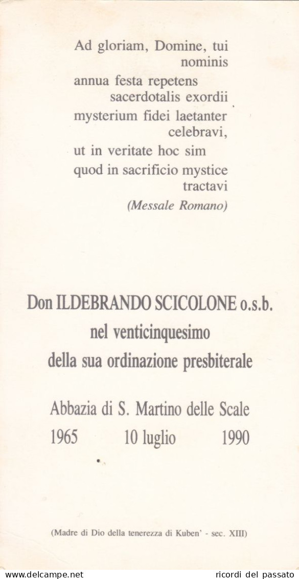 Santino Ricordo 25°ordinazione Sacerdotale - Palermo 1965 - 1990 - Devotion Images