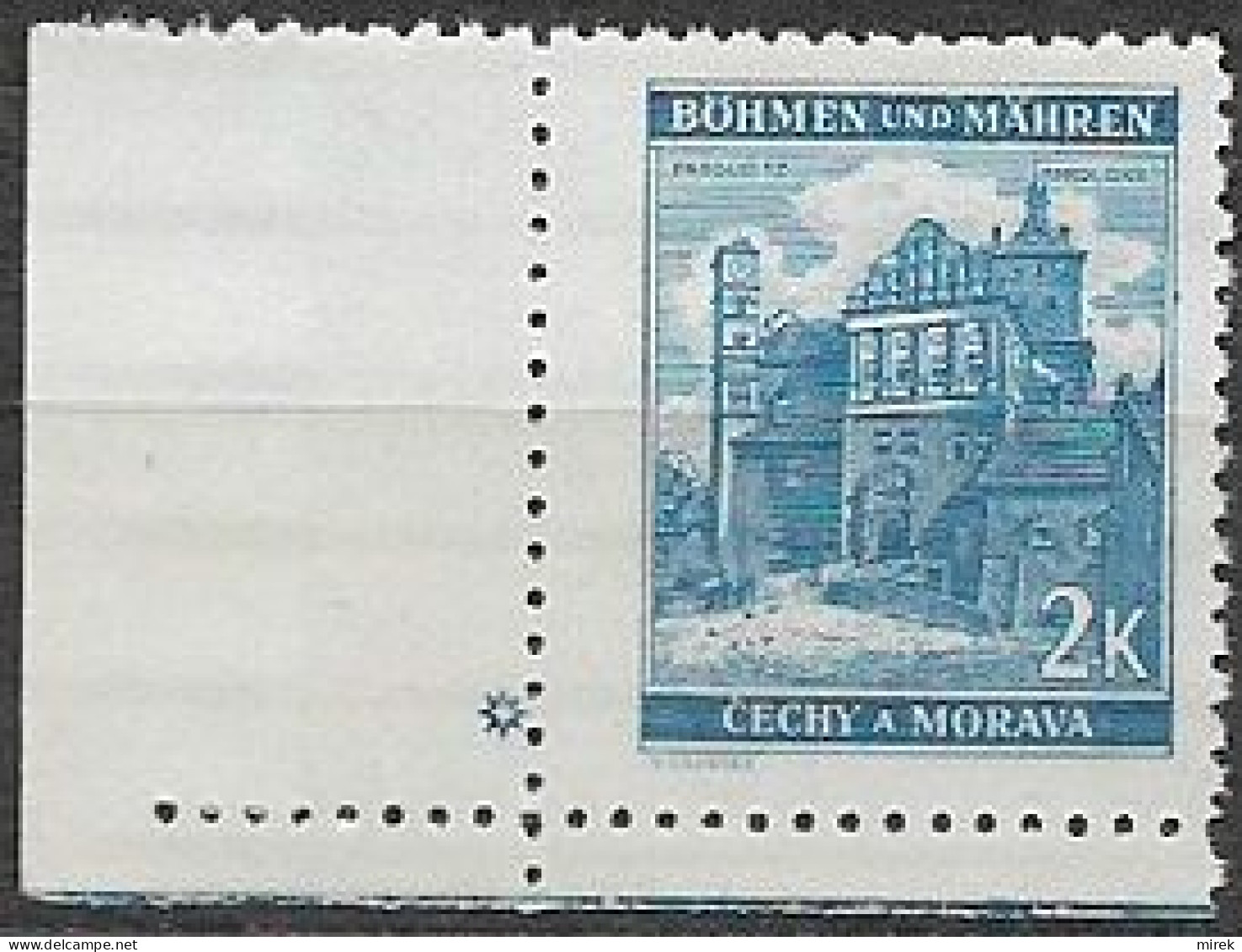 085/ Pof. 59, Green Blue; Corner Stamp, Plate Mark * - Unused Stamps