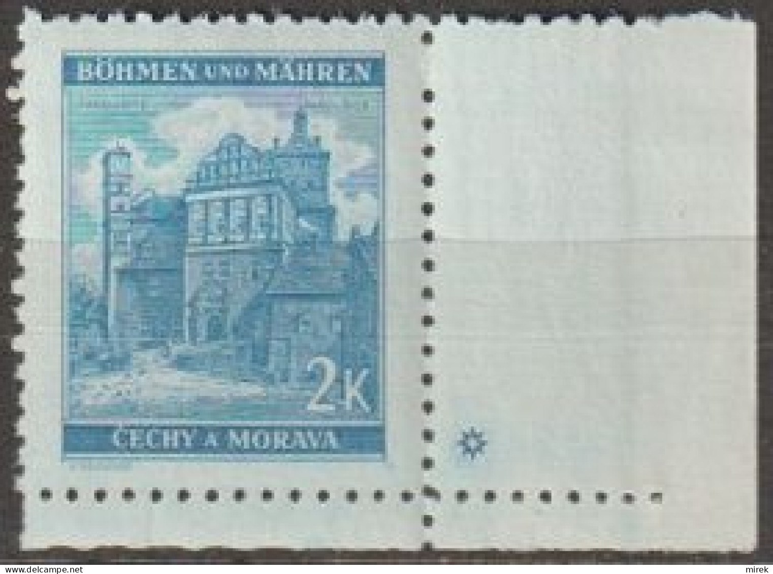086/ Pof. 59, Green Blue; Corner Stamp, Plate Mark * - Ungebraucht