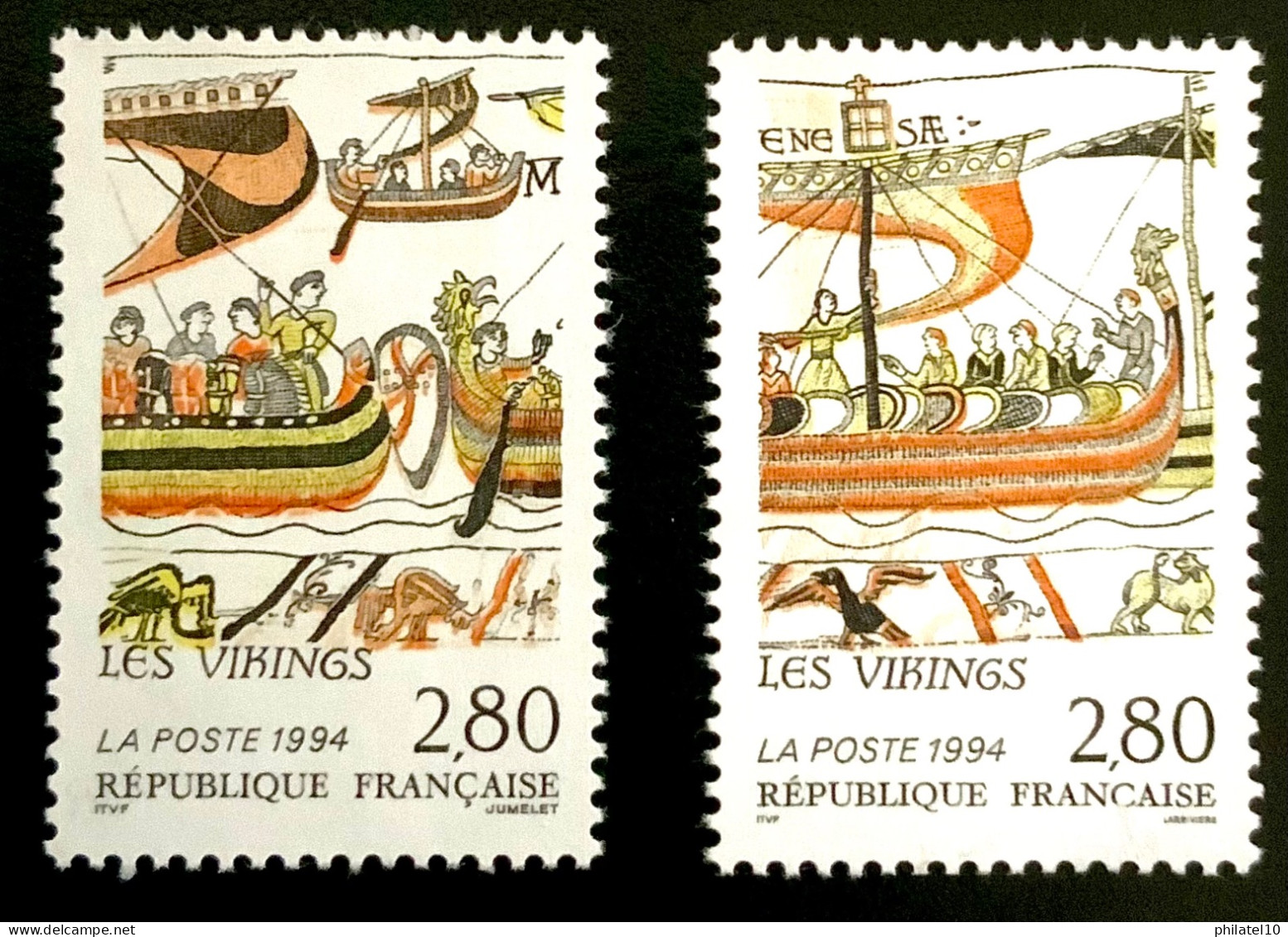 1994 FRANCE N 2867 /2866 LES VIKINGS - SANS GOMME - Used Stamps