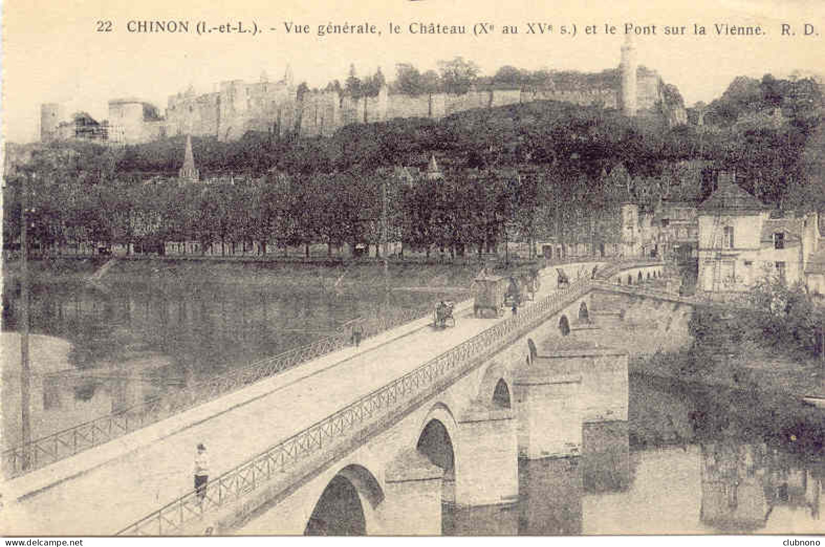 CPA - CHINON -VUE GENERALE, LE CHATEAU ET PONT SUR LA VIENNE - Chinon