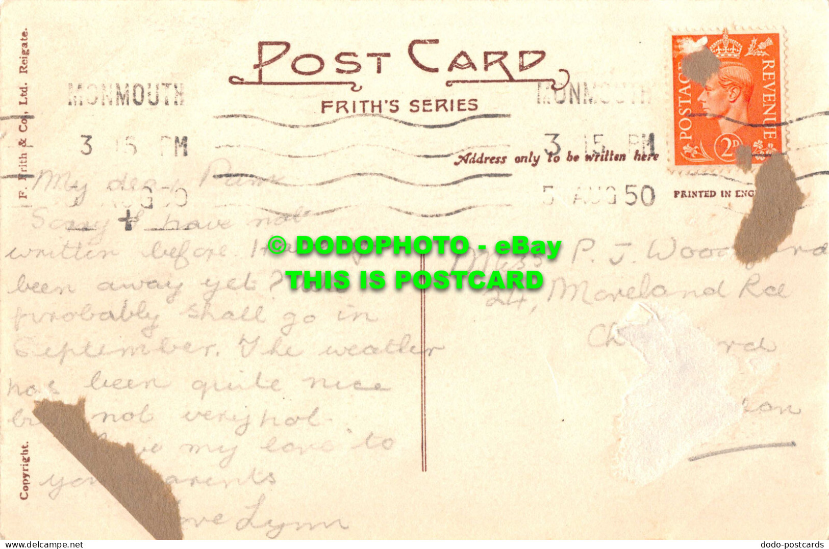 R550191 River From Post Office. Redbrook. RDBK. 5. Friths Series. 1950 - World