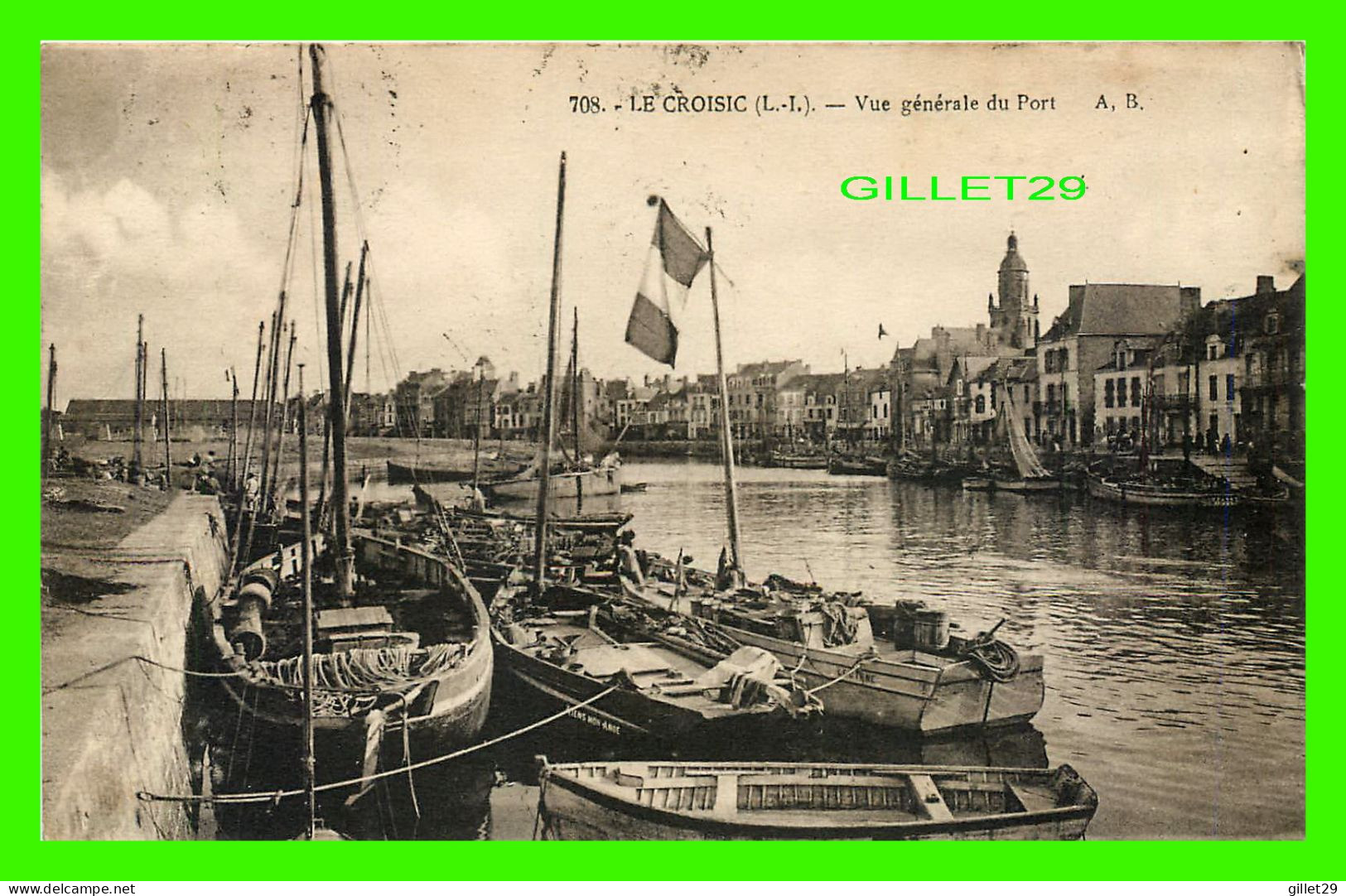 SHIP, BATEAUX - VUE GÉNÉRALE DU PORT ET DES BATEAUX, LE CROISIC (44) - CIRCULÉE EN 1939 - PHOTO, A. BRUEL - - Koopvaardij