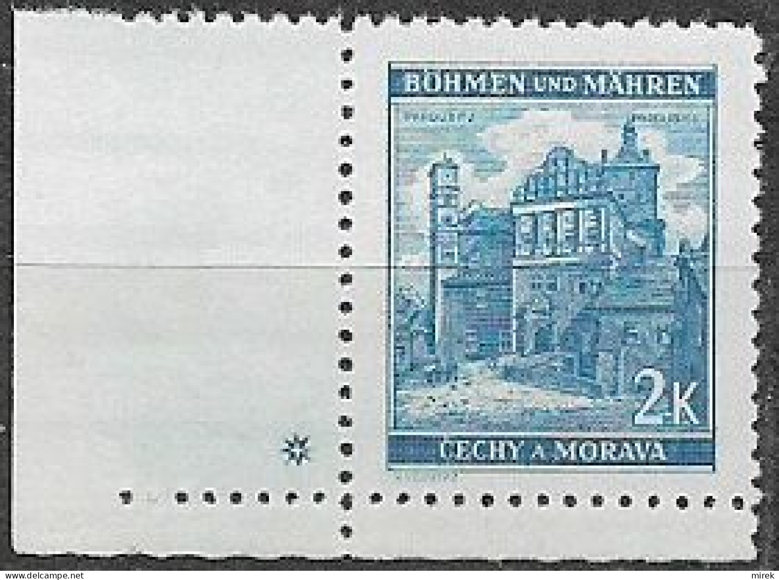 088/ Pof. 59, Green Blue; Corner Stamp, Plate Mark + - Unused Stamps