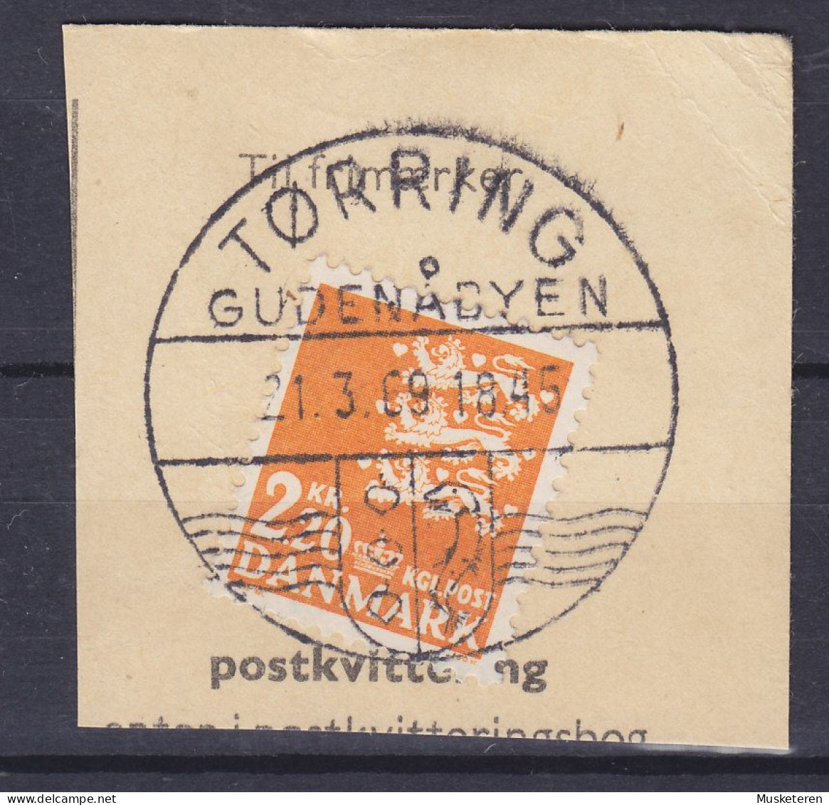 Denmark 1967 Mi. 461, 2.20 Kr. Kleines Reichswappen. Sonderstempel 'Gudenåbyen' TØRRING 1969 Clip - Gebraucht