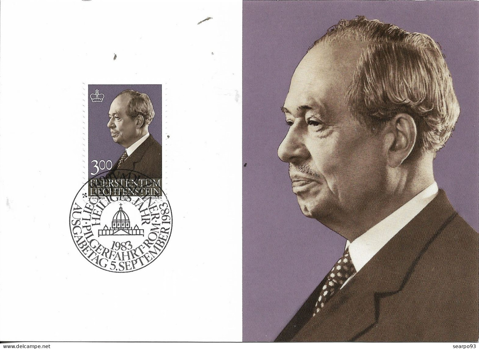 LIECHTENSTEIN. MAXICARD FIRST DAY. PRINCE FRANCIS JOSEPH II OF LIECHTENSTEIN. 1983 - Cartas Máxima