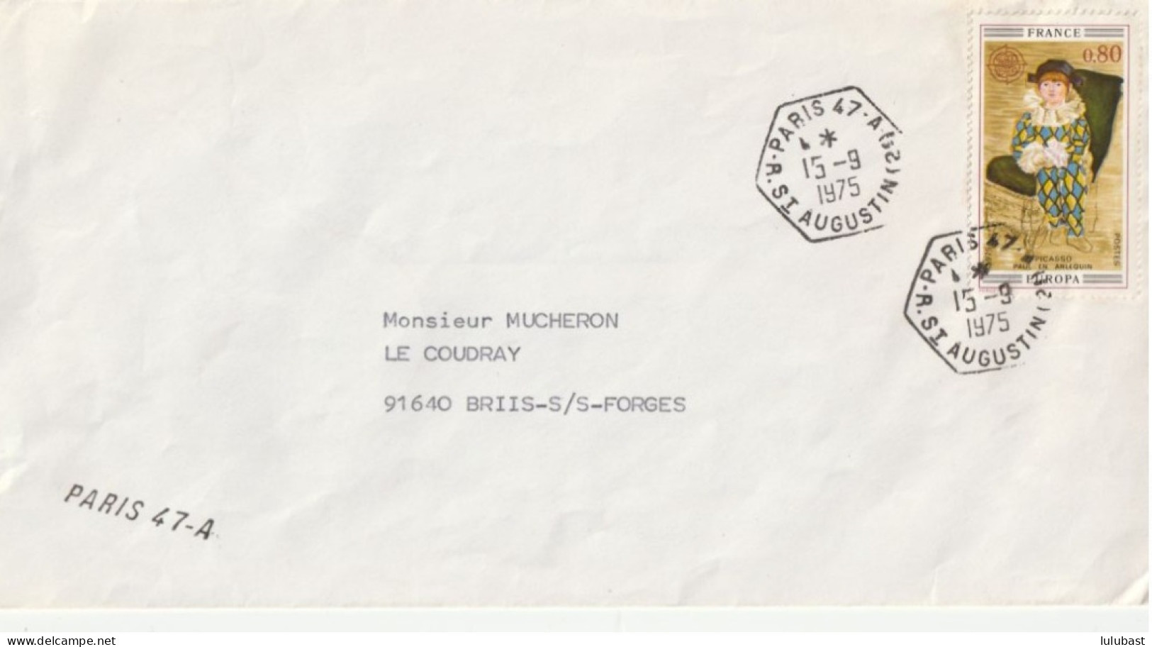 PARIS 47 -A- R. St AUGUSTIN (2è) + Bureau 47 - A (griffe)  TTB. - Manual Postmarks