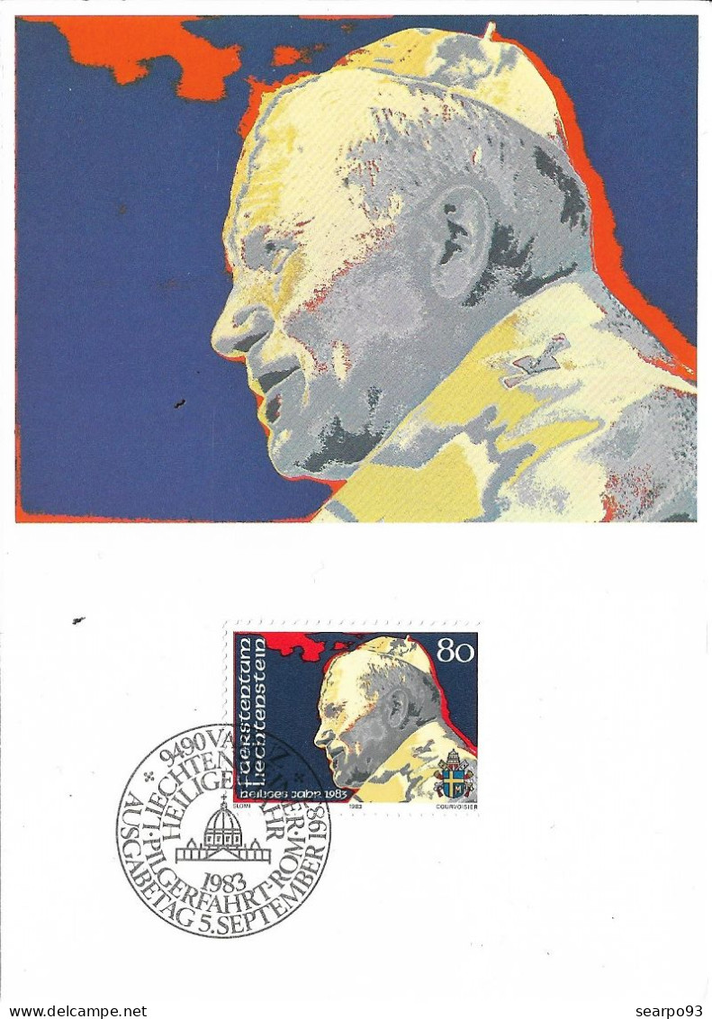 LIECHTENSTEIN. MAXICARD FIRST DAY. POPE JOHN PAUL II. 1983 - Maximum Cards