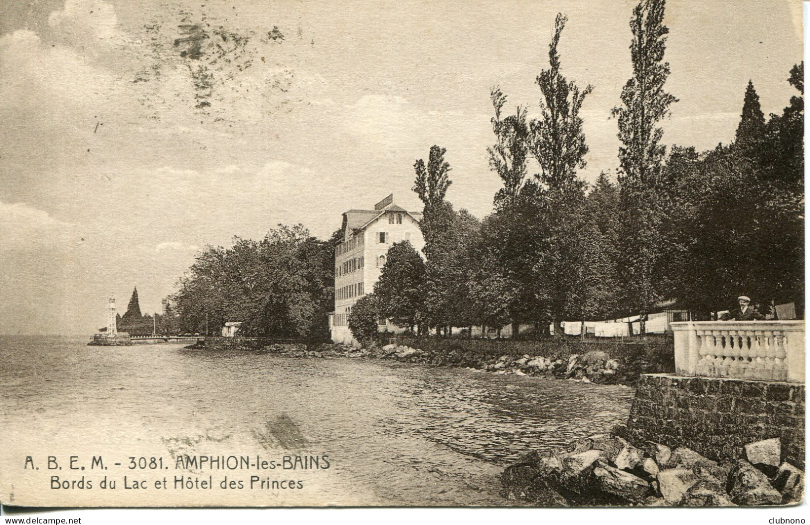 CPA  - AMPHION-LES-BAINS - BORDS DU LAC ET HOTEL DES PRINCES (1925) - Other & Unclassified