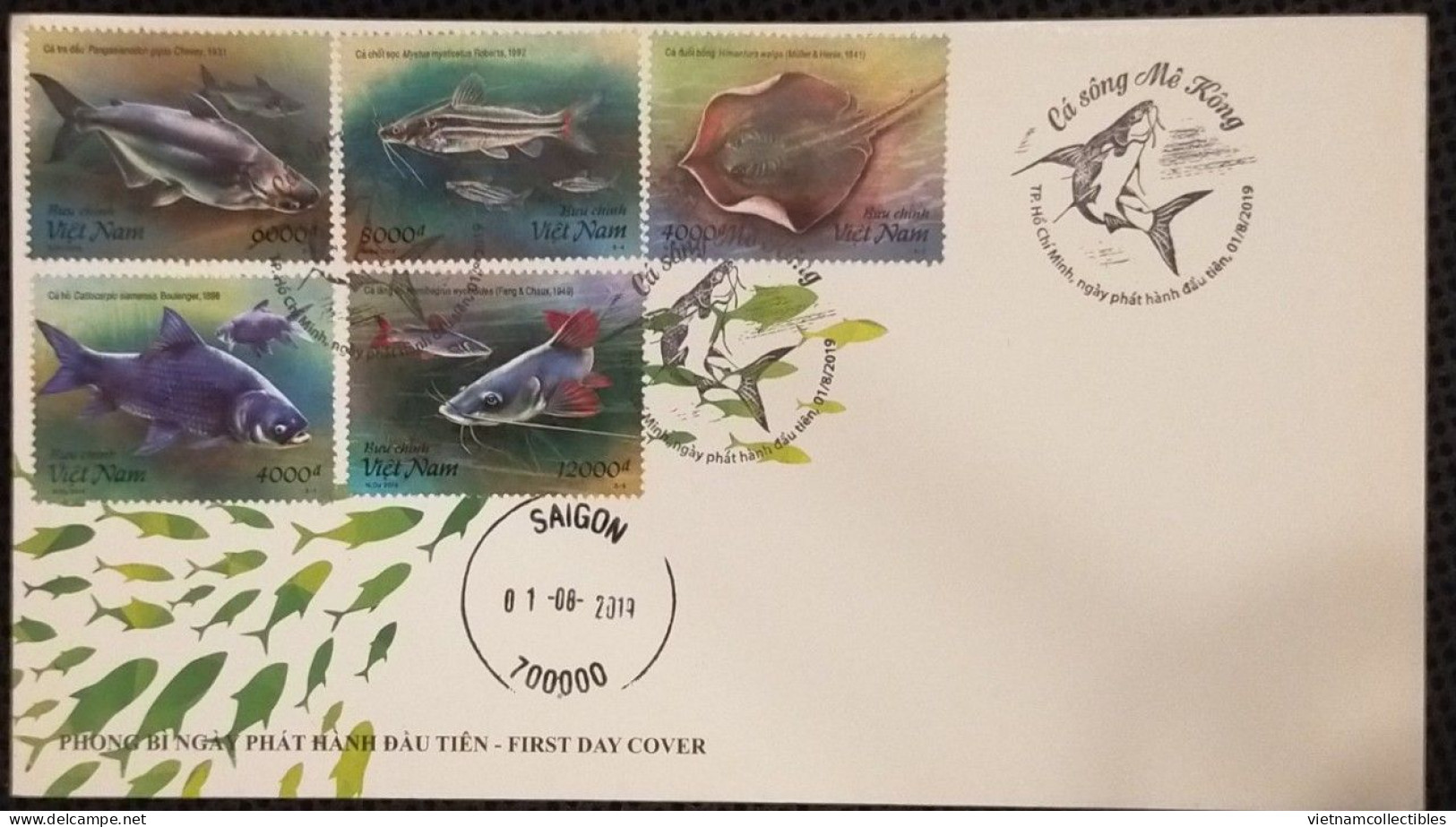 FDC Viet Nam Vietnam Cover With Perf Stamps 2019 : Mekong Fishes / Fish (Ms1112) - Viêt-Nam