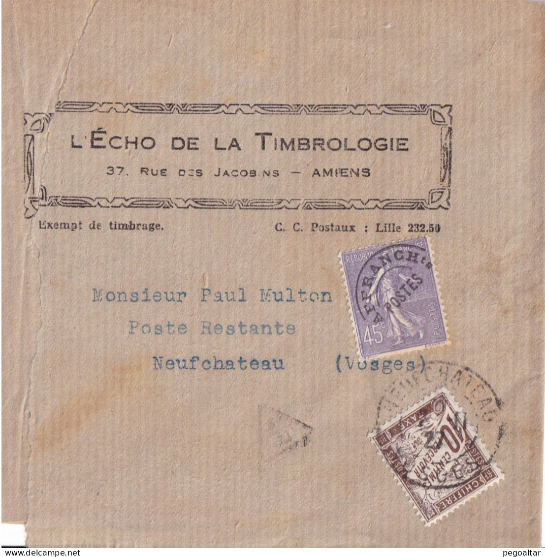 Poste Restante (1927). - 1859-1959 Briefe & Dokumente
